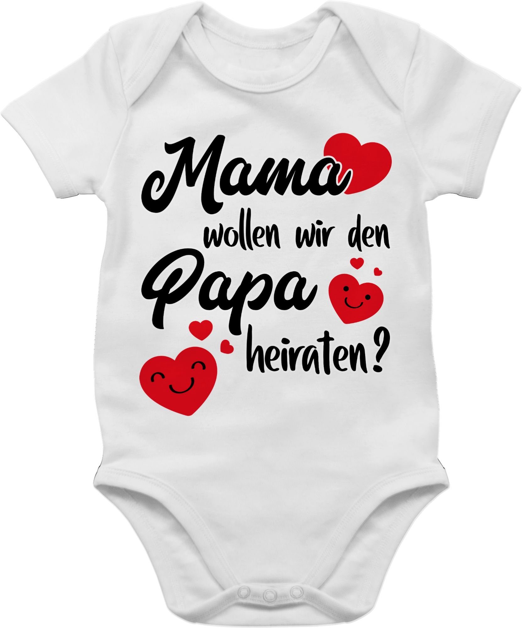 Shirtracer Shirtbody Mama wollen wir Papa heiraten - Heiratsantrag Hochzeit - Baby 1 Weiß