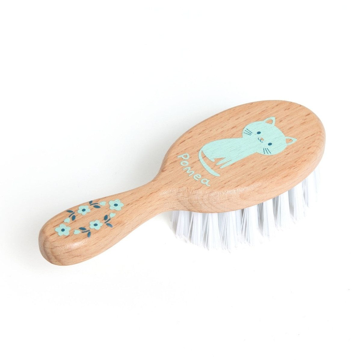 DJECO Puppen Accessoires-Set Pomea Puppen Haarbürste Buchenholz Katzendesign