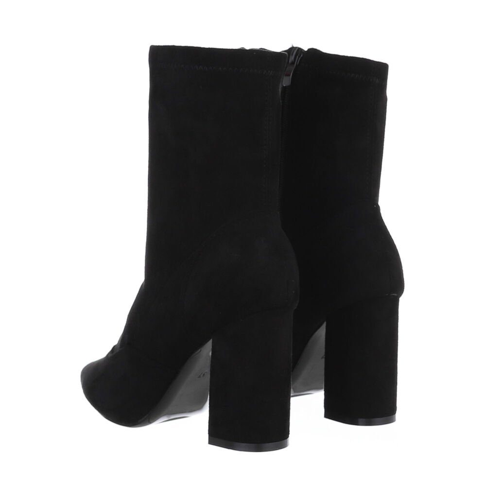 Ital-Design Damen Elegant High-Heel-Stiefelette (85493120) Blockabsatz High-Heel Stiefeletten in Schwarz