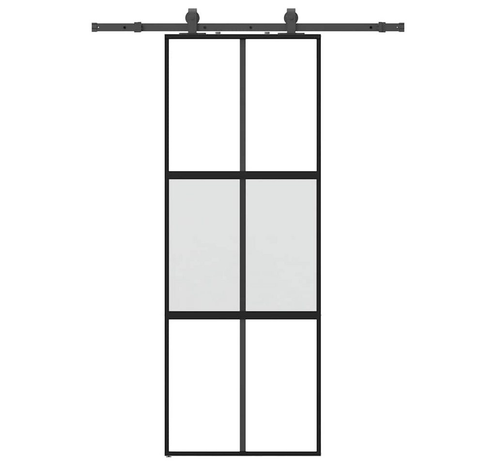 Thumbnail - vidaXL Schiebetür, Schiebetür mit Beschlag Schwarz 76x205 cm Hartglas