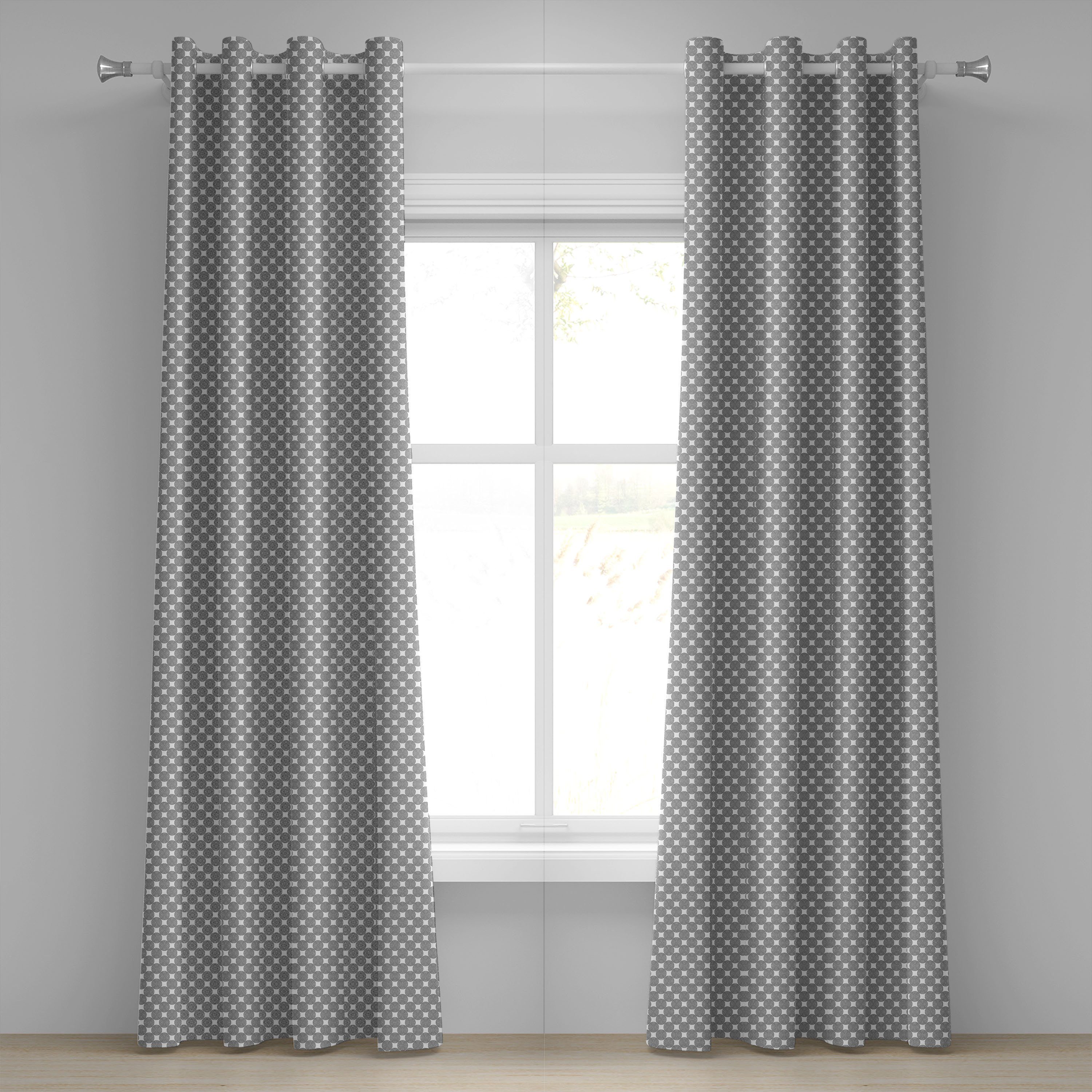 Gardine Dekorative 2-Panel-Fenstervorhänge für Schlafzimmer Wohnzimmer, Abakuhaus, Geometrisch rotierten Linien