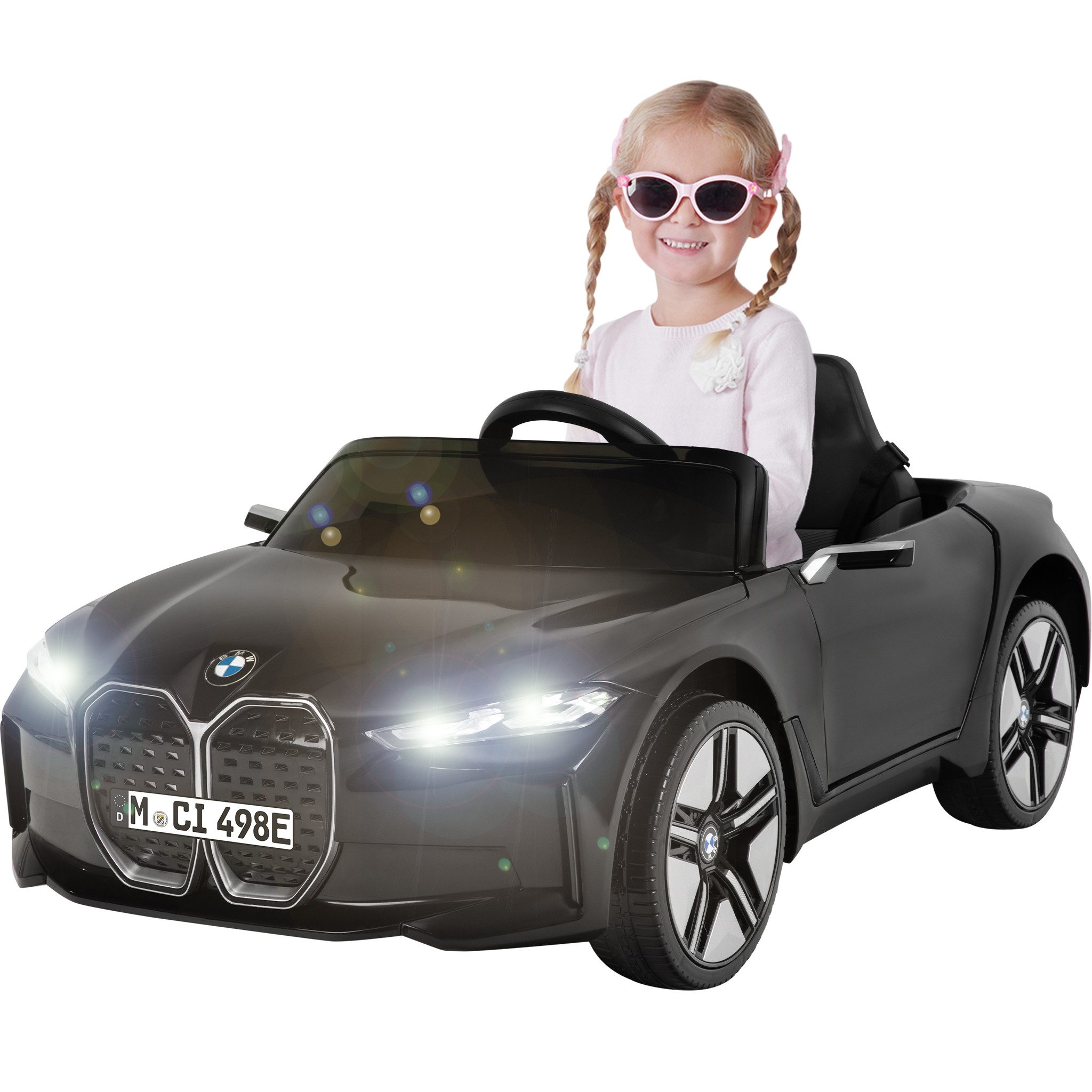Actionbikes Motors Elektro-Kinderauto BMW i4 Kinder Elektroauto ab 3 Jahre, Belastbarkeit 30 kg, (2-tlg), Fernbedienung - Softstart - Stoßdämpfer