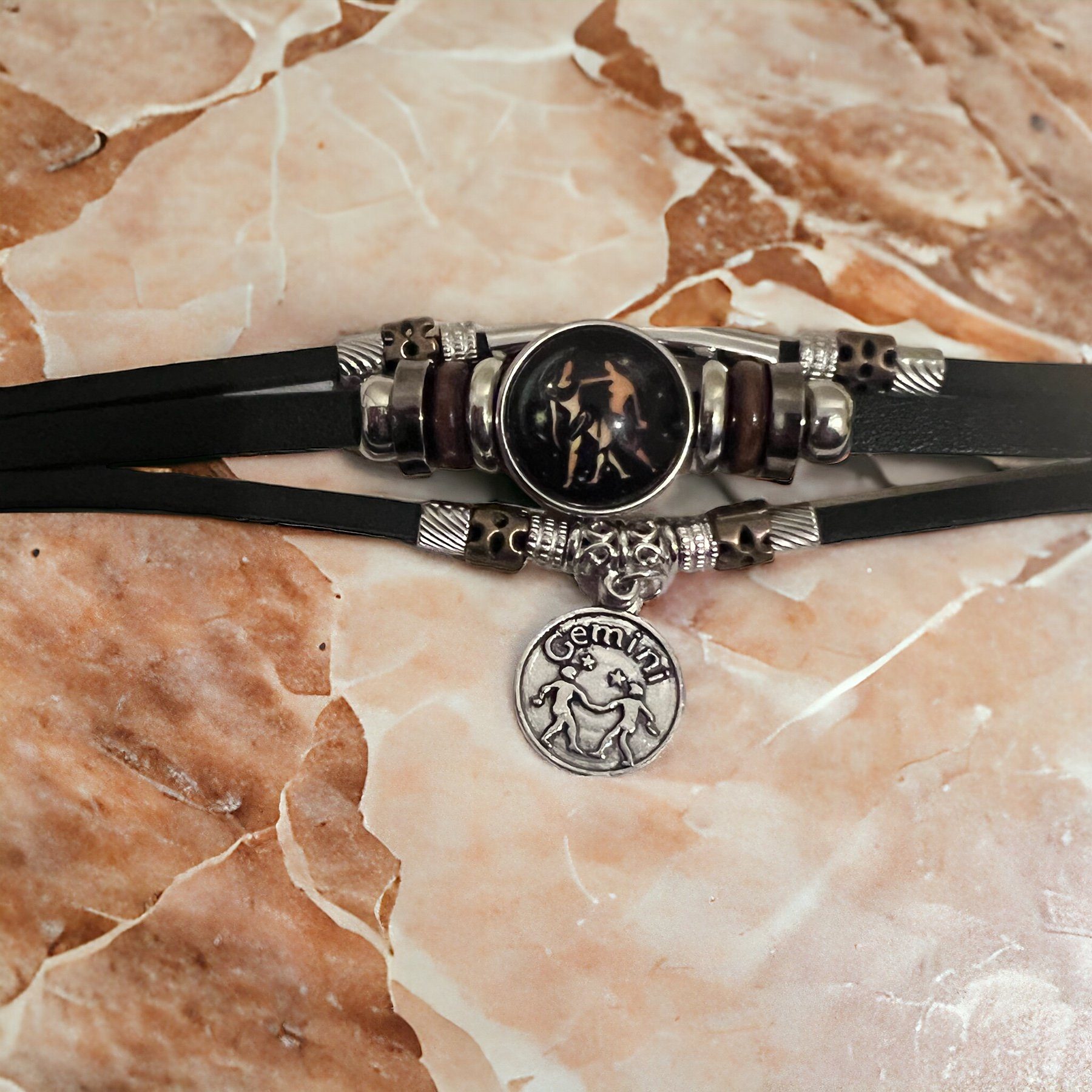 Stelby Armband mit Gravur Armband Sternzeichen Zwillinge mit 3D Gravur im Glas (Weihnachtsgeschenk, Geburtstagsgeschenk, Valentinstaggeschenk, modern, minimalistisch), langlebig, pflegeleicht, unisex