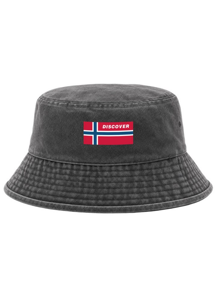 Neverless Fischerhut Anglerhut mit Print Discover Baumwolle Bucket Hat Herren Damen