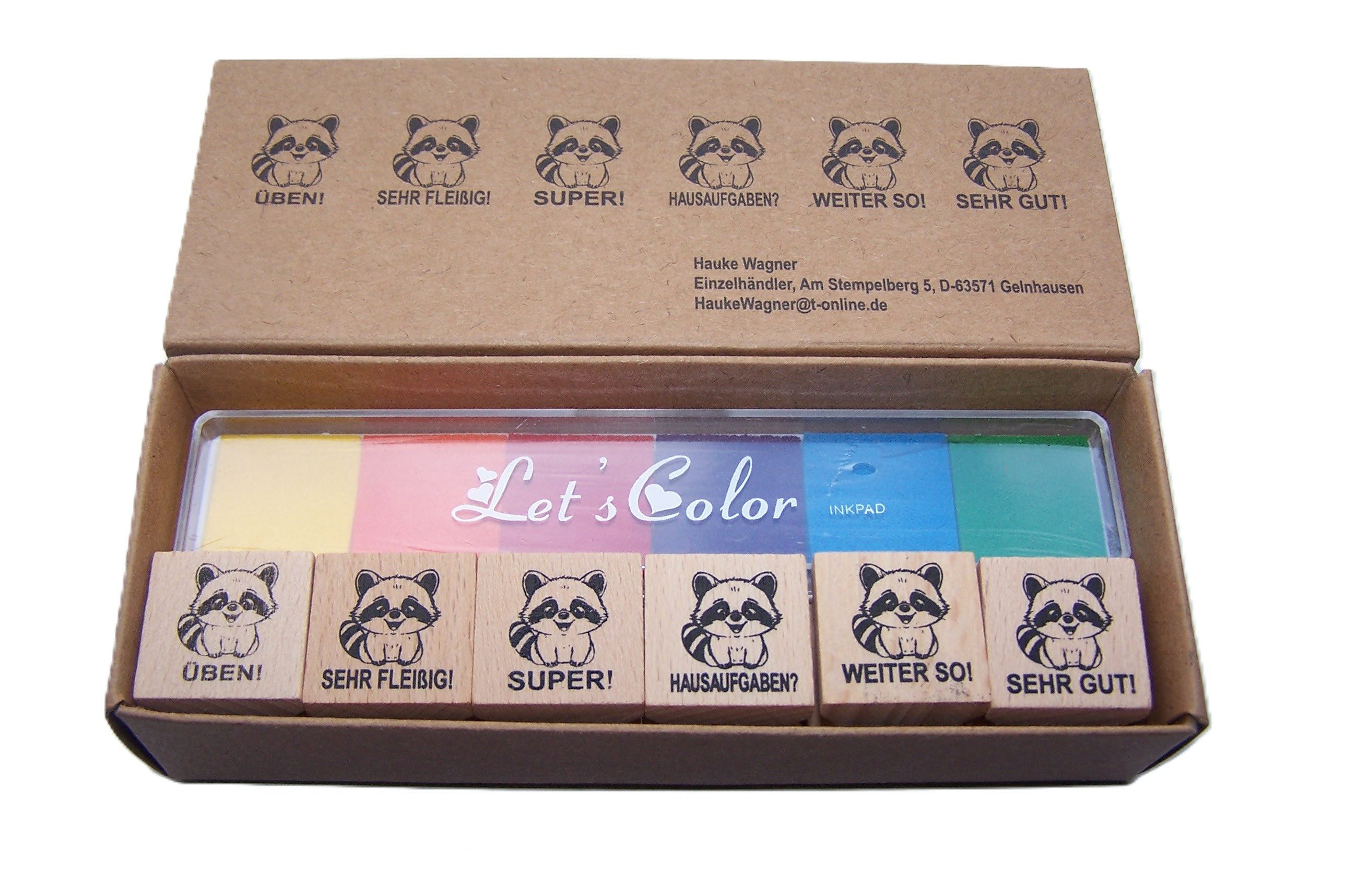 Hauke Wagner Stempel Waschbär Stempel für Schüler zur Motivation für Lehrer in Schulen, Waschbär Stempel, Lehrer, Schule, Schüler, Stempel