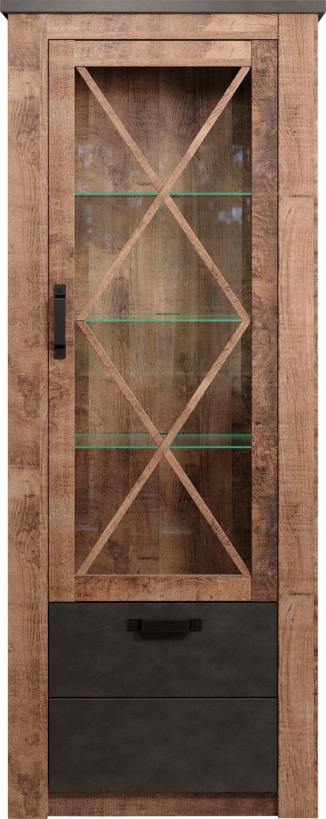 205 x cm 38 82 x Maße Georgia Sprossen, B x x Diagonale (aufgebaut Stauraumvitrine trendteam T): H