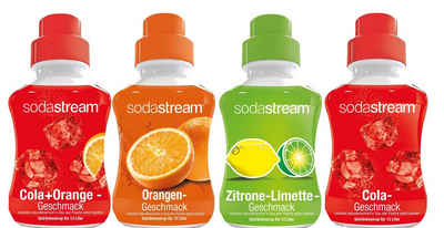 SodaStream Getränke-Sirup je 0,5 l Cola+Orange, Orange, Zitrone-Limette, Cola, 0,5 l, 4 Stück