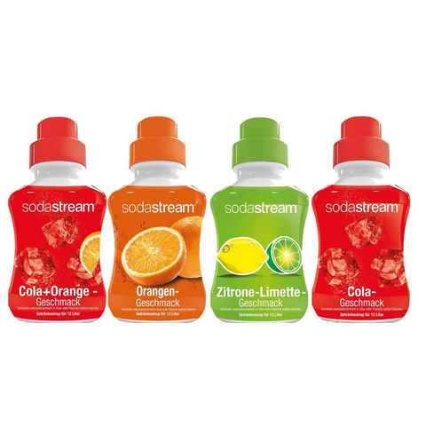 SodaStream Getränke-Sirup je 0,5 l Cola+Orange, Orange, Zitrone-Limette, Cola, 0,5 l, 4 Stück