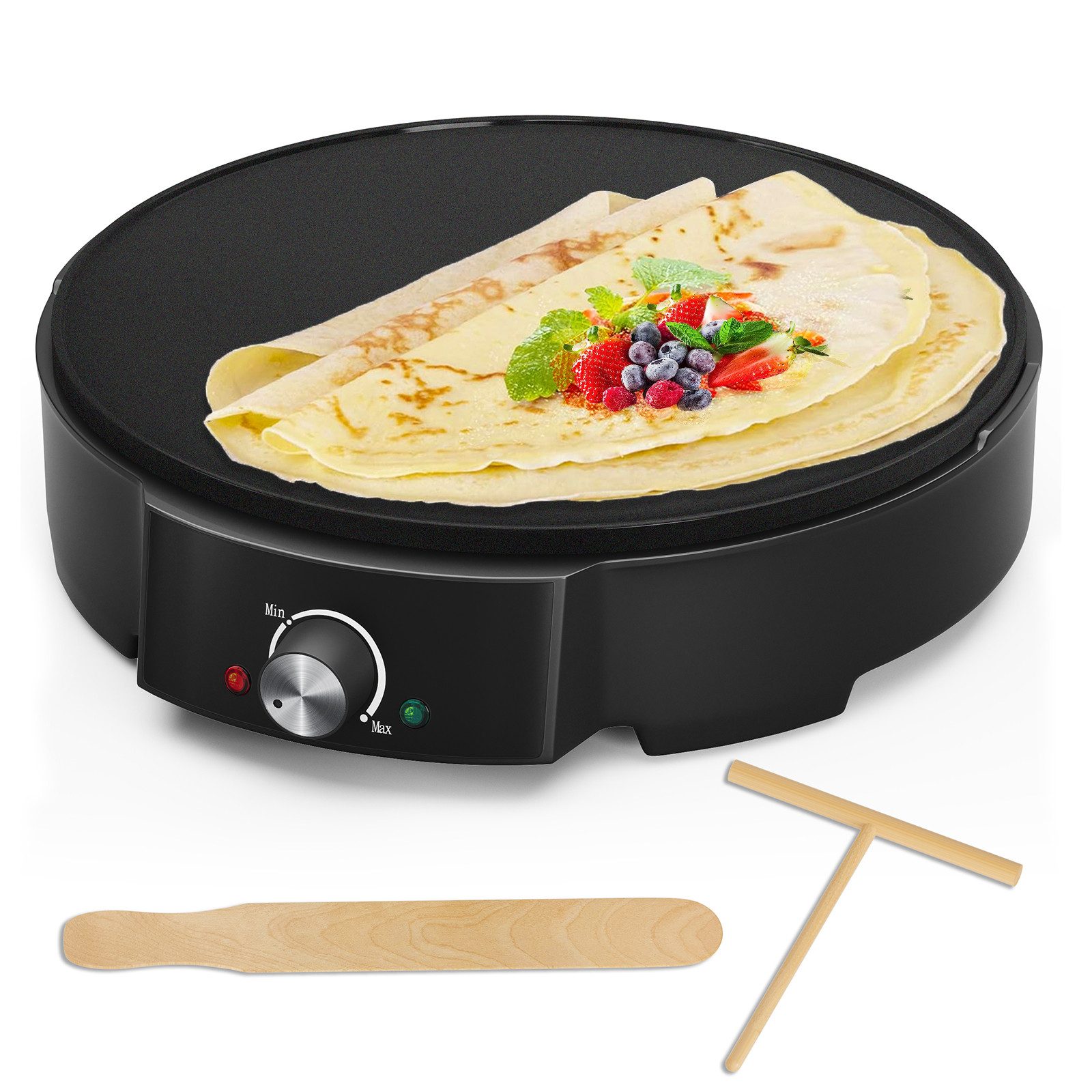 HOMELUX Crêpesmaker 1200 W, Ø 30 cm, inkl. Teigverteiler & Crêpes-Wender, 1200,00 W, Ø 30,00 cm, Temperaturregler, Antihaftbeschichtet