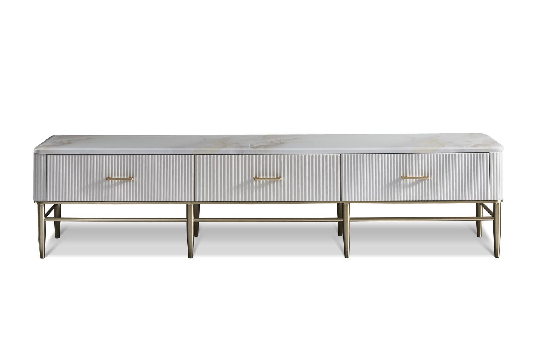 Xlmoebel Lowboard Designer Kommode Anrichte Side Schrank Regal aus Metall Luxus (200 x 40 x 45 cm), Made in Europa