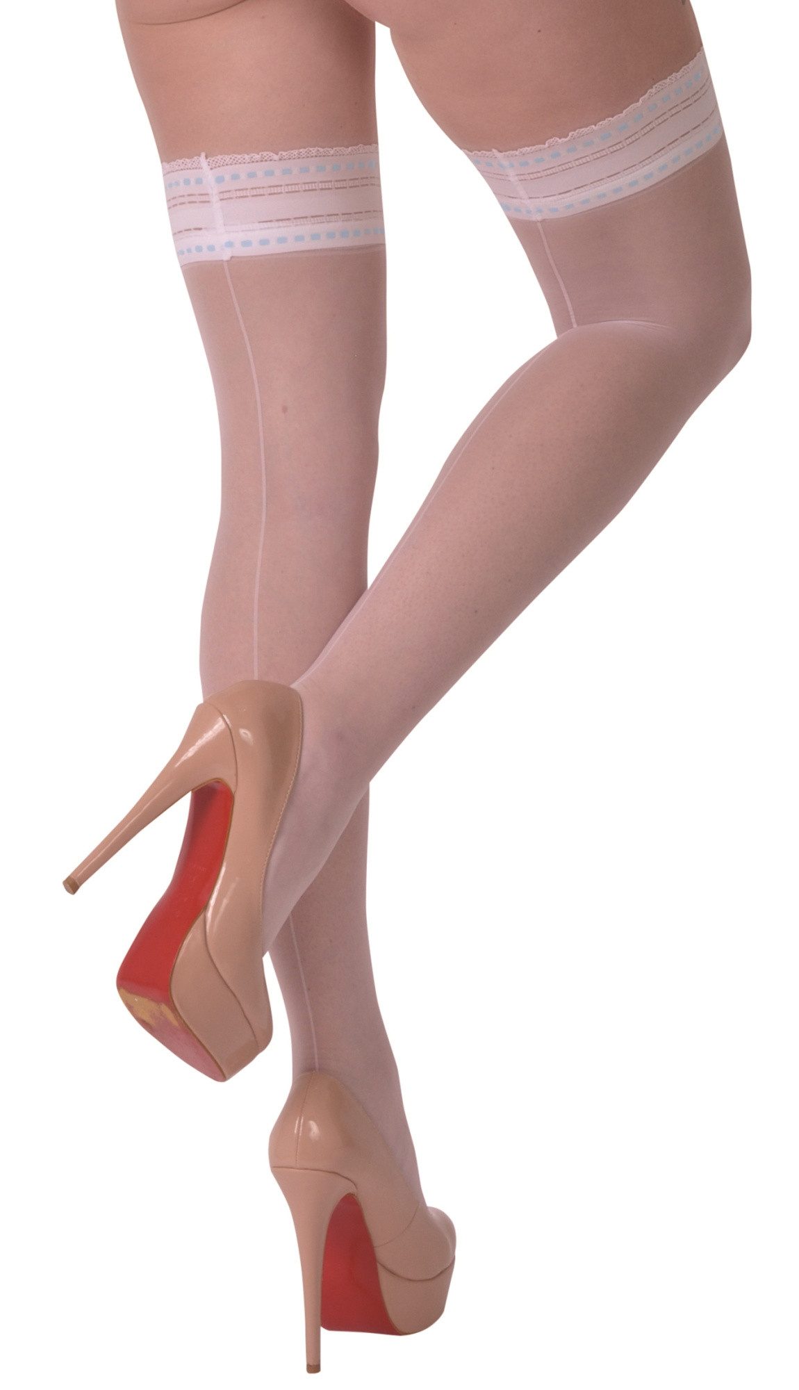 Strümpfe Halterlose Damen Dessous Strümpfe Stockings weiß mit Gummiband selbstt
