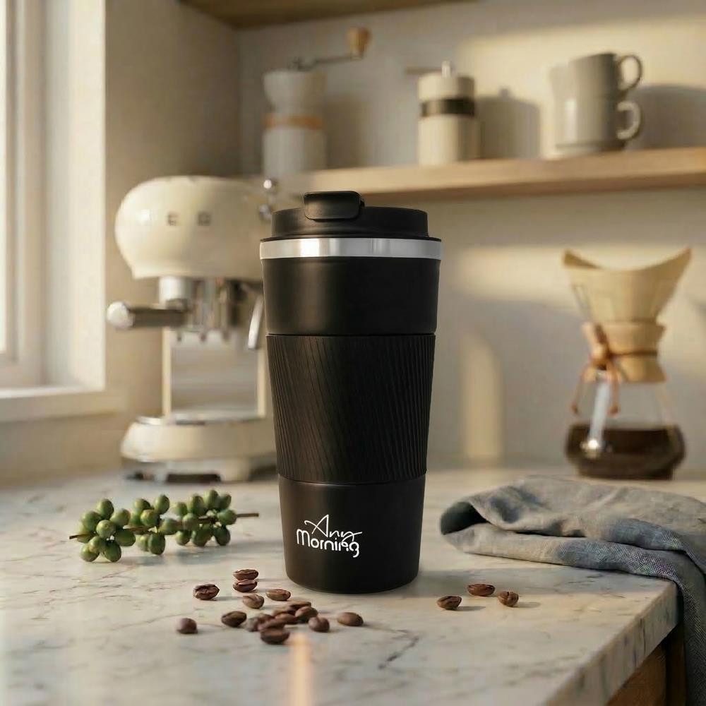 ANY MORNING Thermobecher Any Morning Edelstahl Thermosbecher – 500 ml, Schwarz, isolierend & au