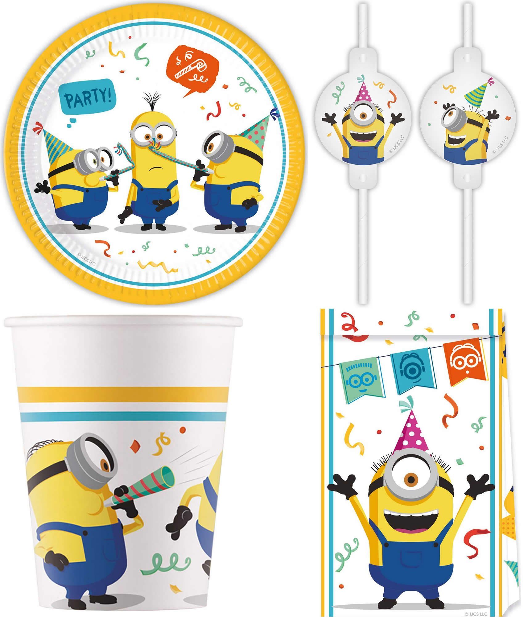 Procos Einweggeschirr-Set 32-tlg Set Kindergeburtstag Party Deko Motto Minions The Rise of Gru (32-tlg), 8 Personen
