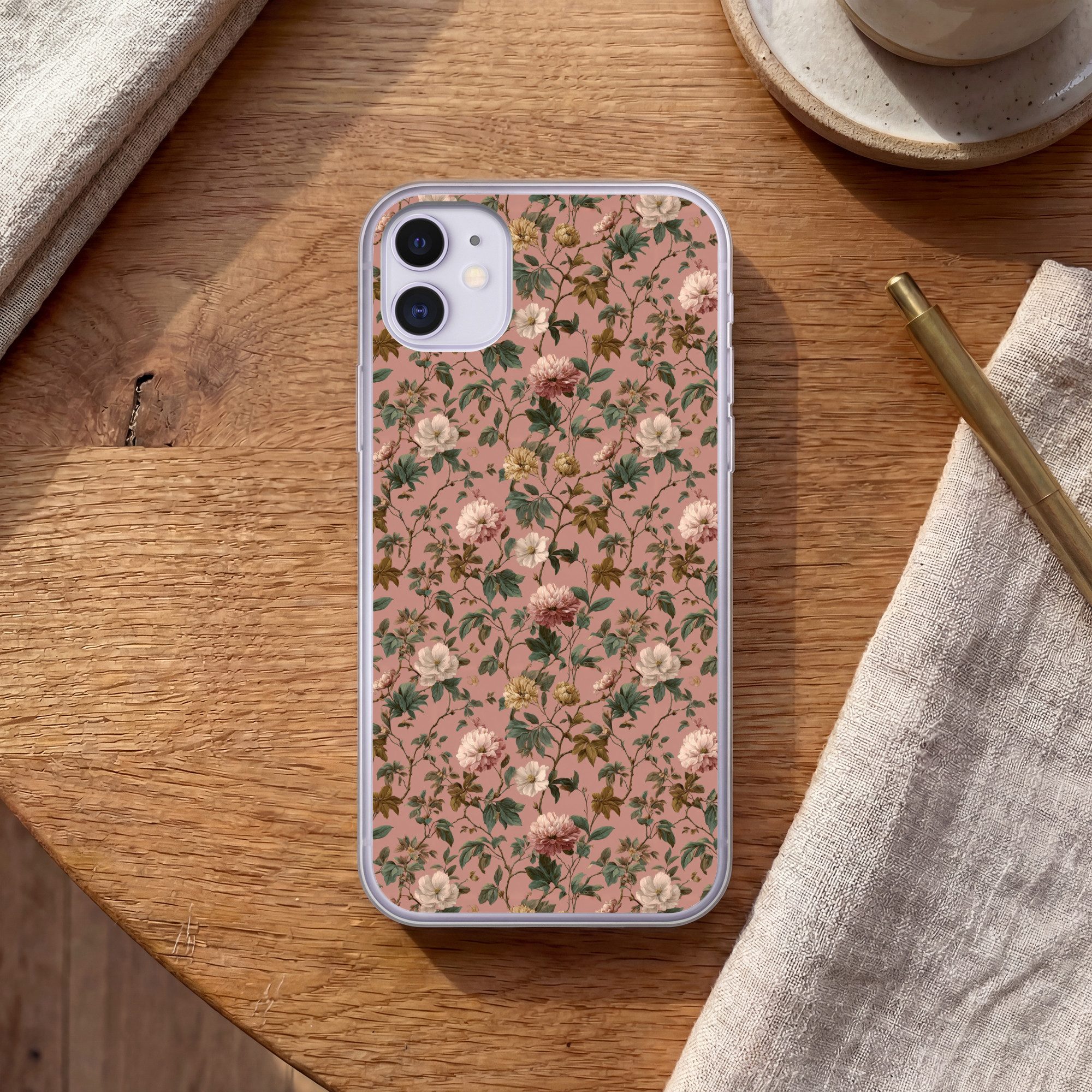 MuchoWow Handyhülle für Apple iPhone 11 Blumen - Klassisch - Rosa, Smartphone-Bumper, Print, Handy Schutzhülle Dünn