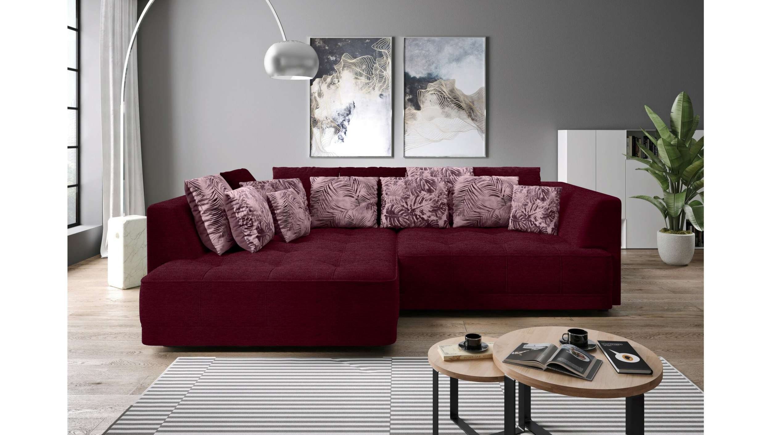 Stylefy Ecksofa Tiberis, L-Form, Eckcouch, mane links oder rechts bestellbar, inklusive Sitztiefenverstellung, frei im Raum stellbar, Modern Design