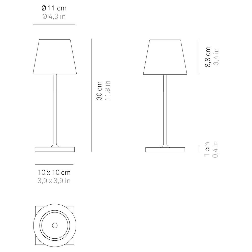 Zafferano LED Tischleuchte keine 2,2W Mini LED, in Tischleuchte, enthalten: Ja, IP54, Poldina 154lm verbaut, fest LED Tischlampe Akku Tischleuchte Nachttischlampe, Leuchtmittel warmweiss, Angabe, Kupfer-matt