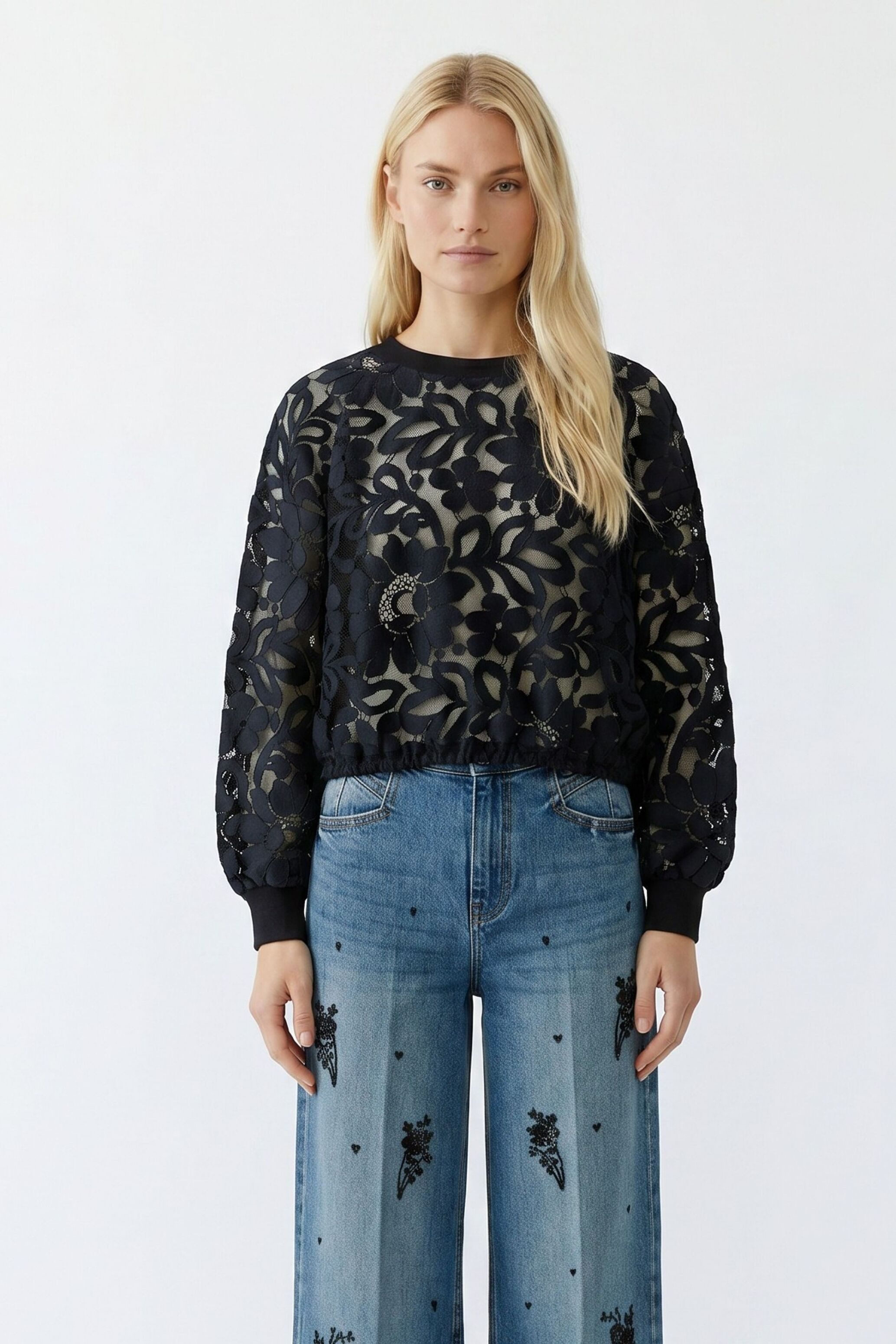Oui Sweater Boxy geschnitten Rundhals