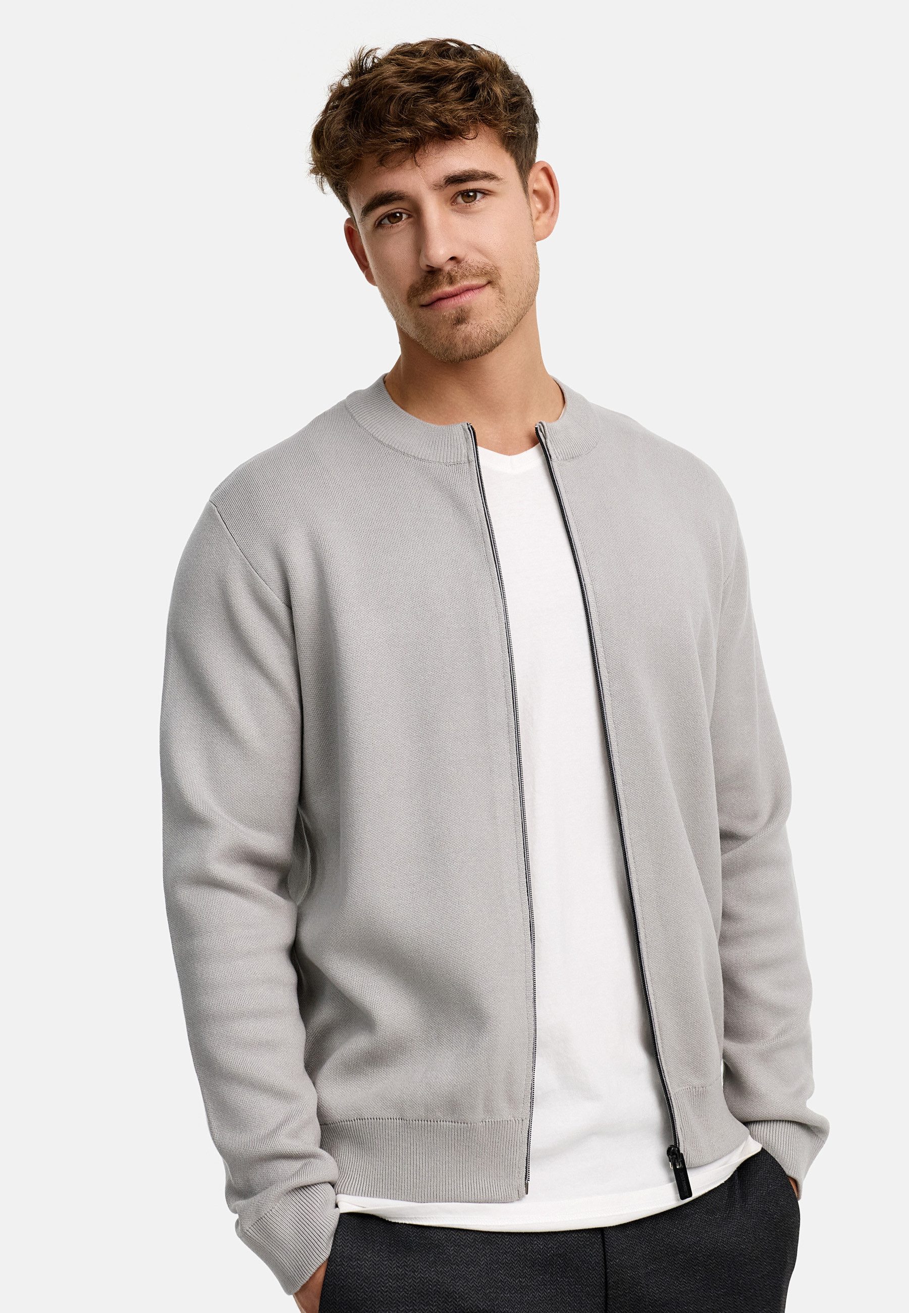 Indicode Strickjacke Herren INLaos Herrenstrickjacke Moderne Strickjacke mit Reißverschluss