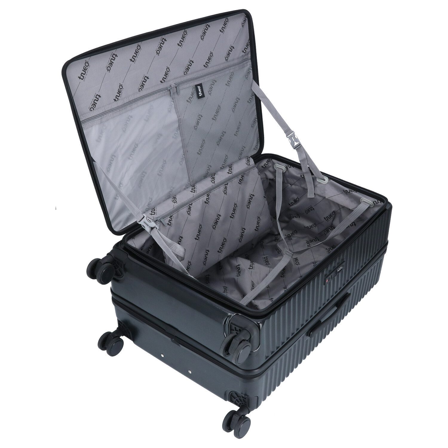 TheTrueC Koffer TheTrueC 4 Rollen Trolley 3er Set S/M/L - MONACO Black, 4 Rollen Rollen