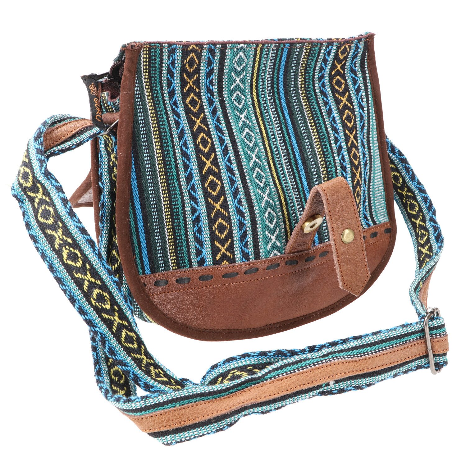 Guru-Shop Schultertasche Ethno Schultertasche mit Leder, günstig online kaufen