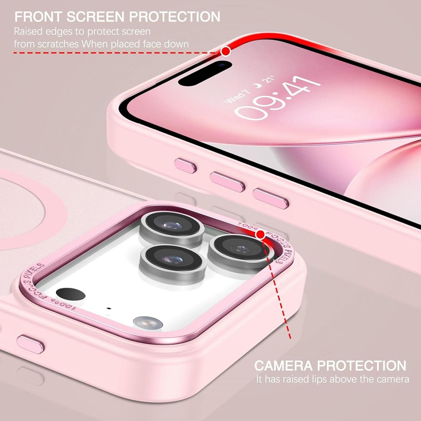 CoolGadget Handyhülle Magnet Hülle für iPhone 17 Pro Max Schutzhülle mit Metall Kamerarahmen 6,9 Zoll, magnetisches Schutzcase Matt Stoßfest kompatibel mit Magsafe Zubehör