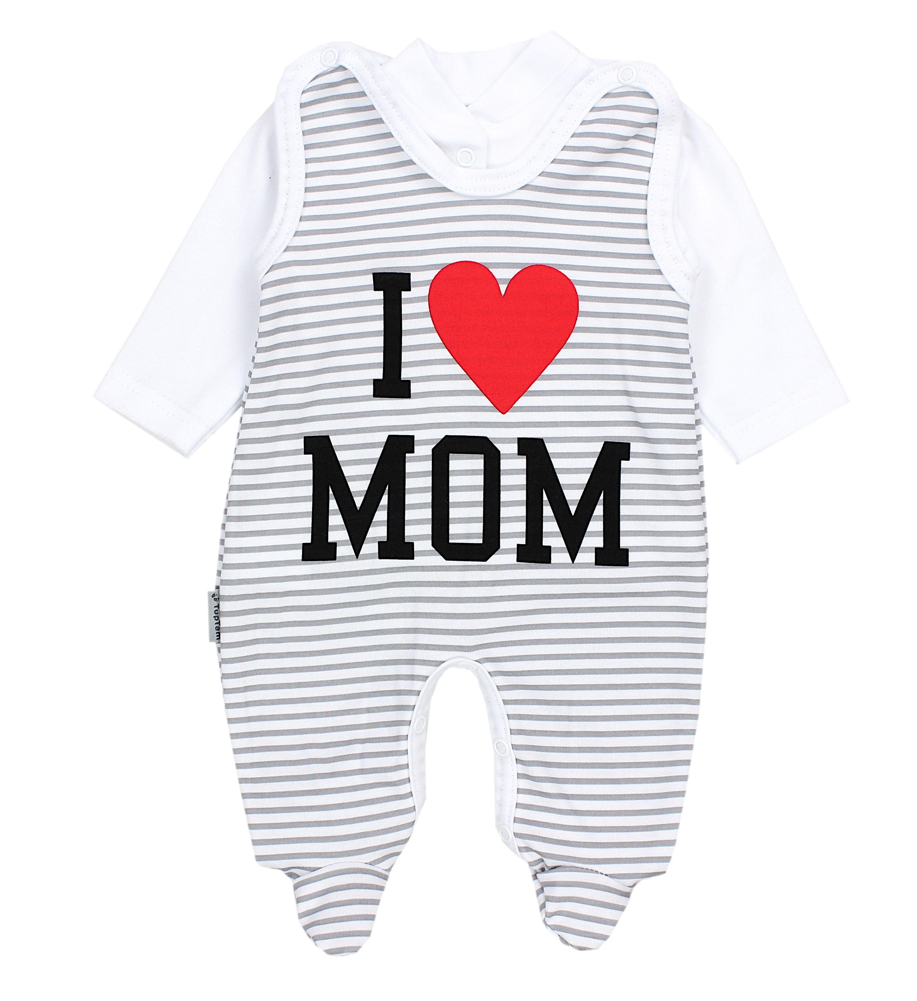 TupTam Erstausstattungspaket TupTam Unisex Baby Grau Spruch Strampler I Mom & Streifen Papas Mamas Schatz love Set