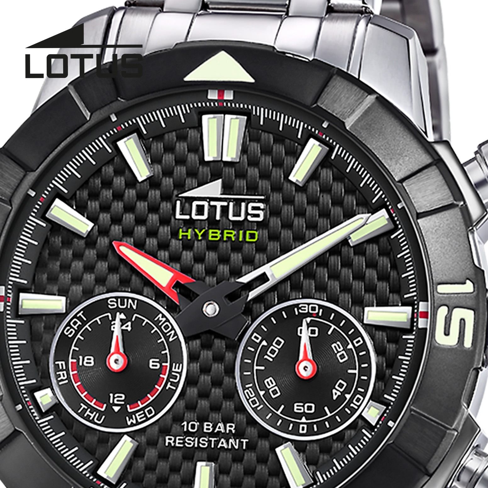 Lotus Chronograph Lotus Herrenuhr Edelstahl silber Lotus, (Chronograph), Herren Armbanduhr rund, groß (ca. 45mm), Edelstahl