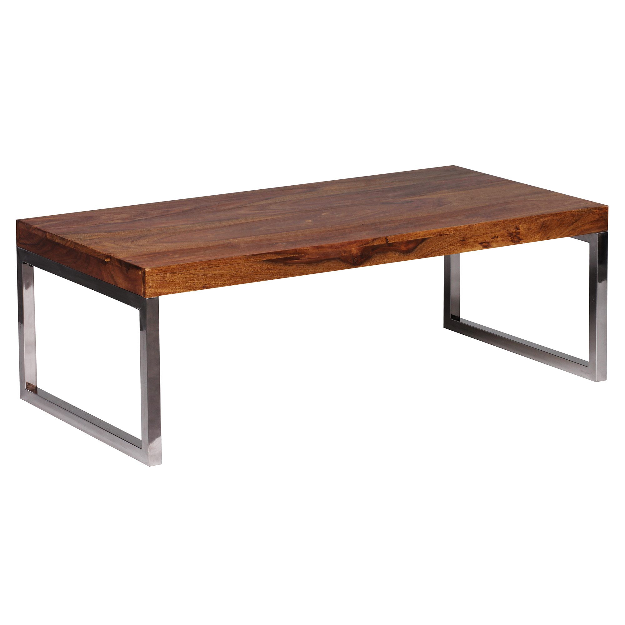 FINEBUY Couchtisch SuVa1473_1 (Massivholz / Chrom günstig online kaufen