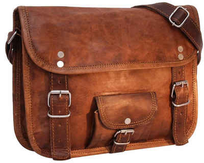 Gusti Leder Handtasche »Emilia 10"« (1-tlg), Handtasche Umhängetasche Ledertasche Vintage Damen Herren Unisex Braun Leder