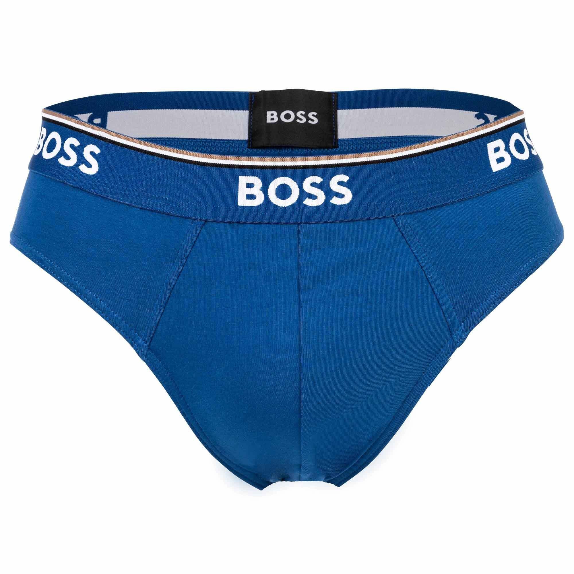 HUGO BOSS Slip Briefs Rot/Blau/Schwarz Cotton Pack - 3P Power, Herren 3er Slips