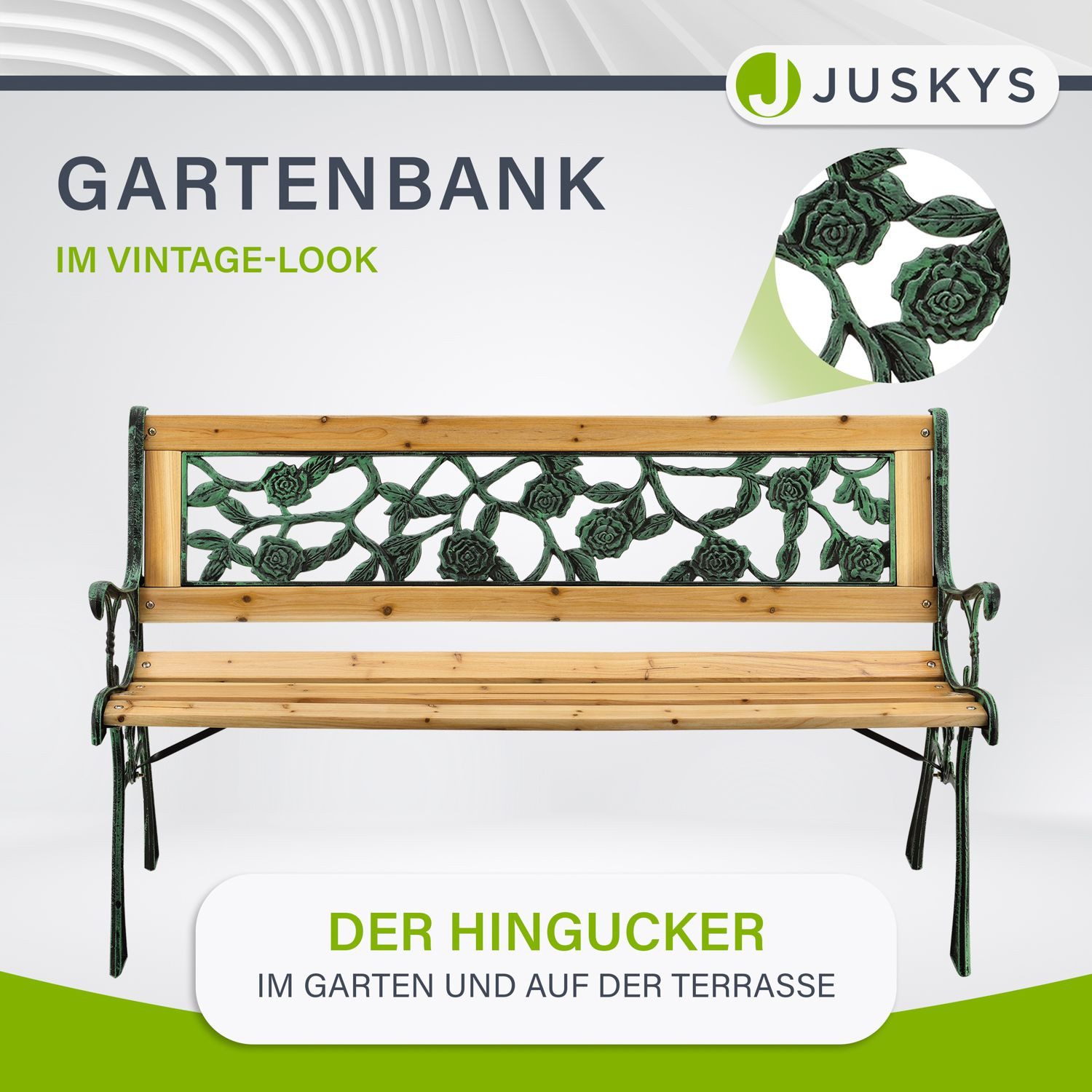 Juskys Gartenbank Venezia, bequeme Rückenlehne, wetterfeste Materialien, für 2 Personen