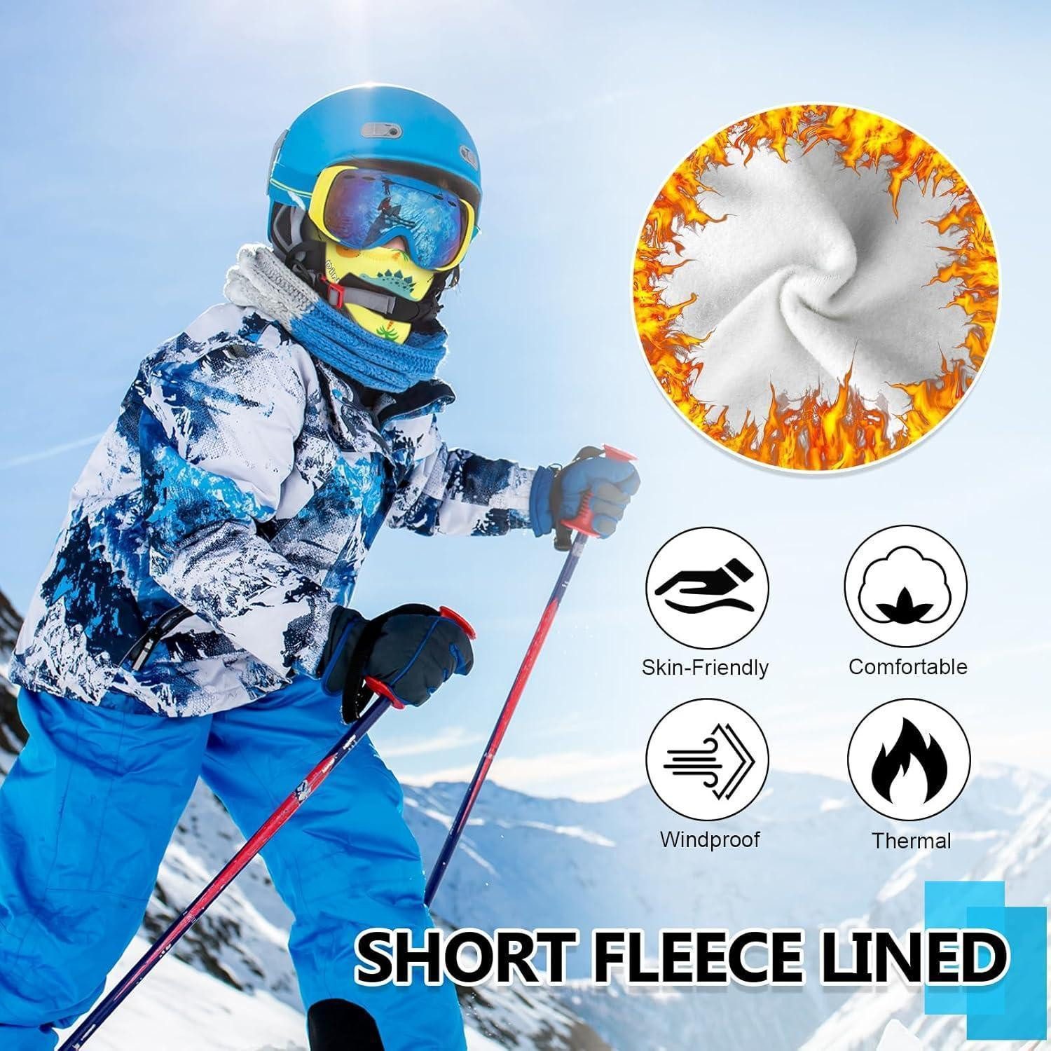 LuxusKollektion Sturmhaube Sturmhaube Kinder Skimaske Winddicht Fleece Winter Dinosaurier Blau