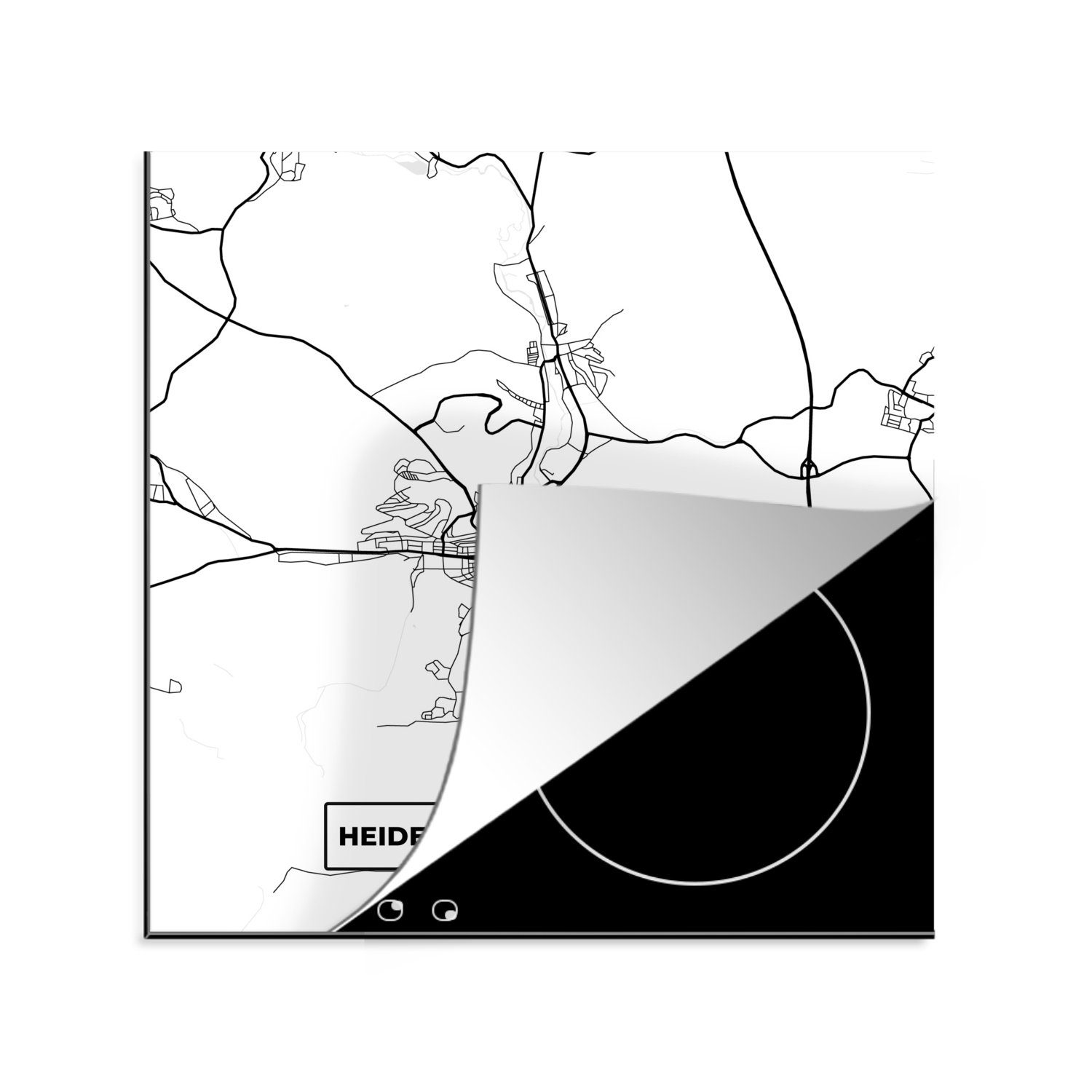 MuchoWow Herdblende-/Abdeckplatte Heidenheim an der Brenz - Karte - Stadtplan, Vinyl, (1 tlg), 78x78 cm, Ceranfeldabdeckung, Arbeitsplatte für küche