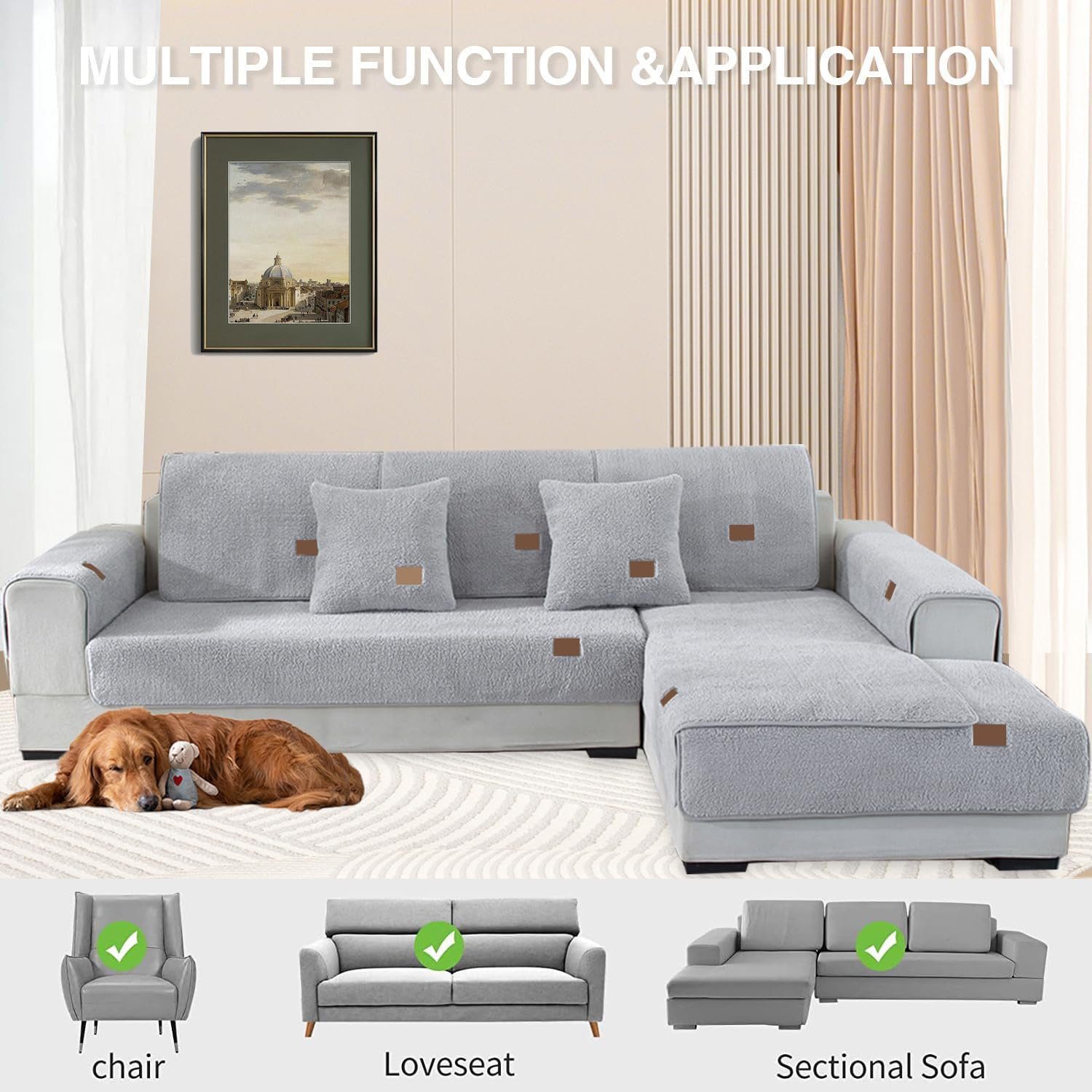 Coonoor Sofaschoner Hussen-Set Hussen-Set Sofa Abdeckung Kissen rutschfest, Sofaläufer