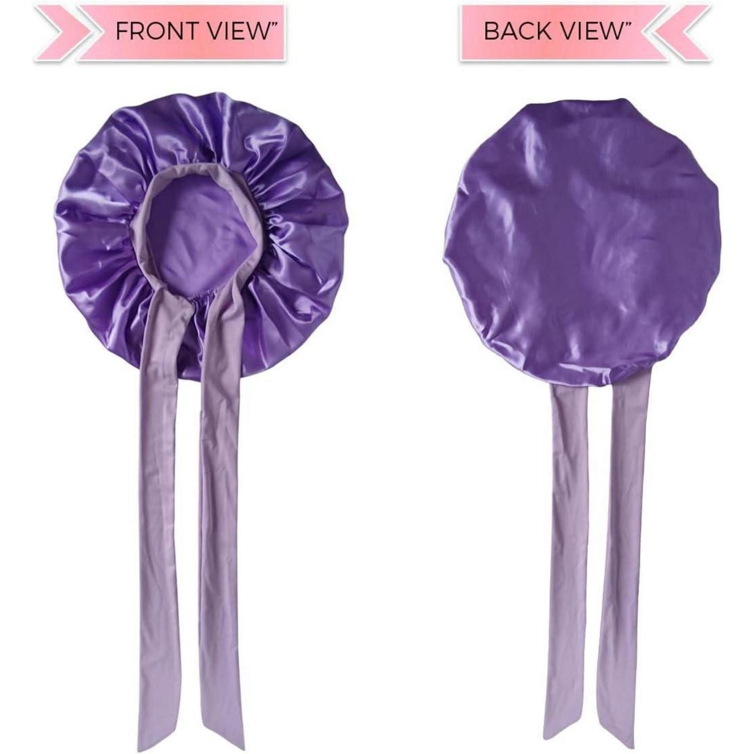 LuxusKollektion Duschhaube Schlafhaube Satin Seide Bonnet Damen Haare Pflege Hellviolett