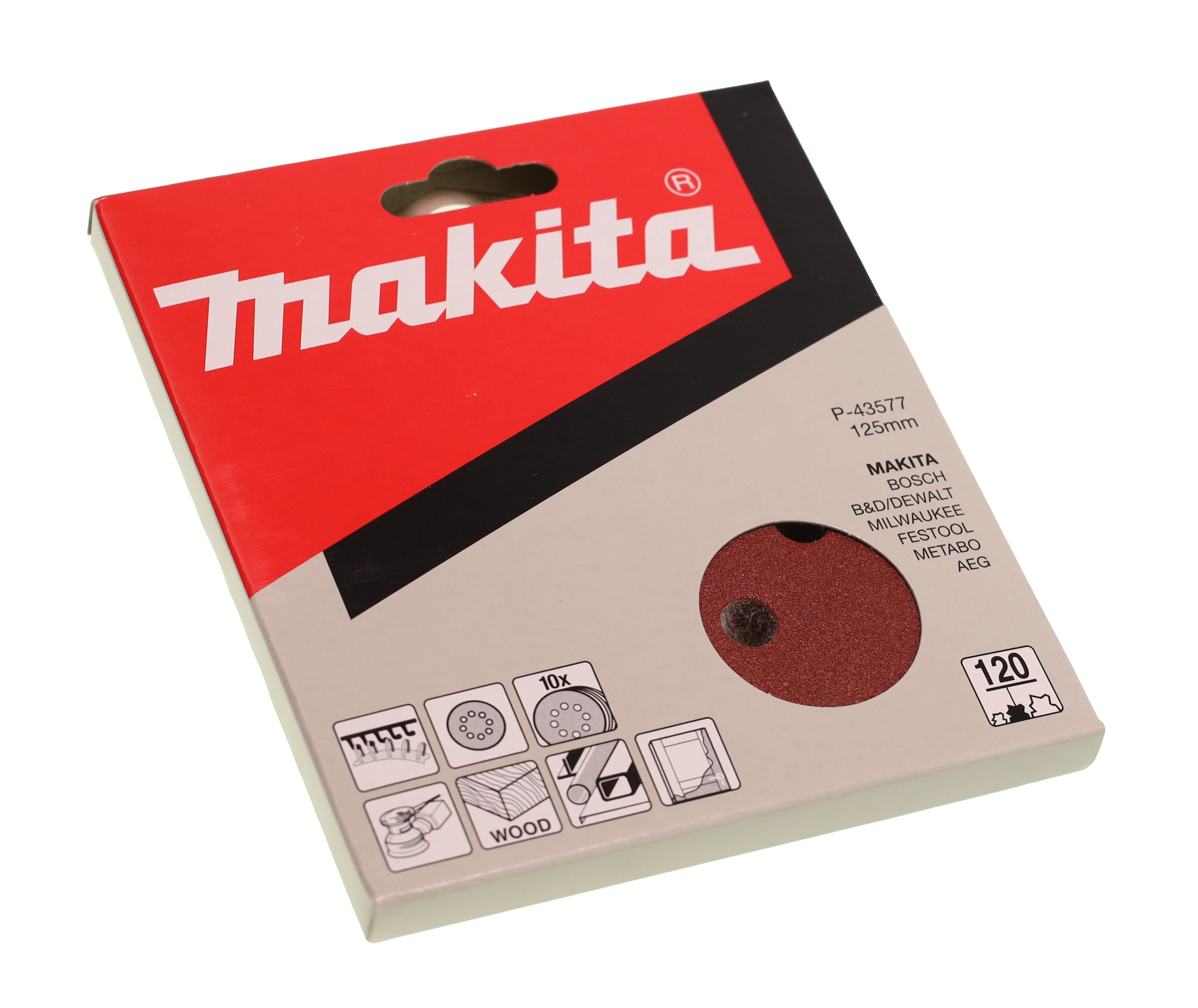 Schleifpapier, Makita mm, Metalloberfl Holz- Makita für Farb- P-43577 Ø 125 Schleifschwamm