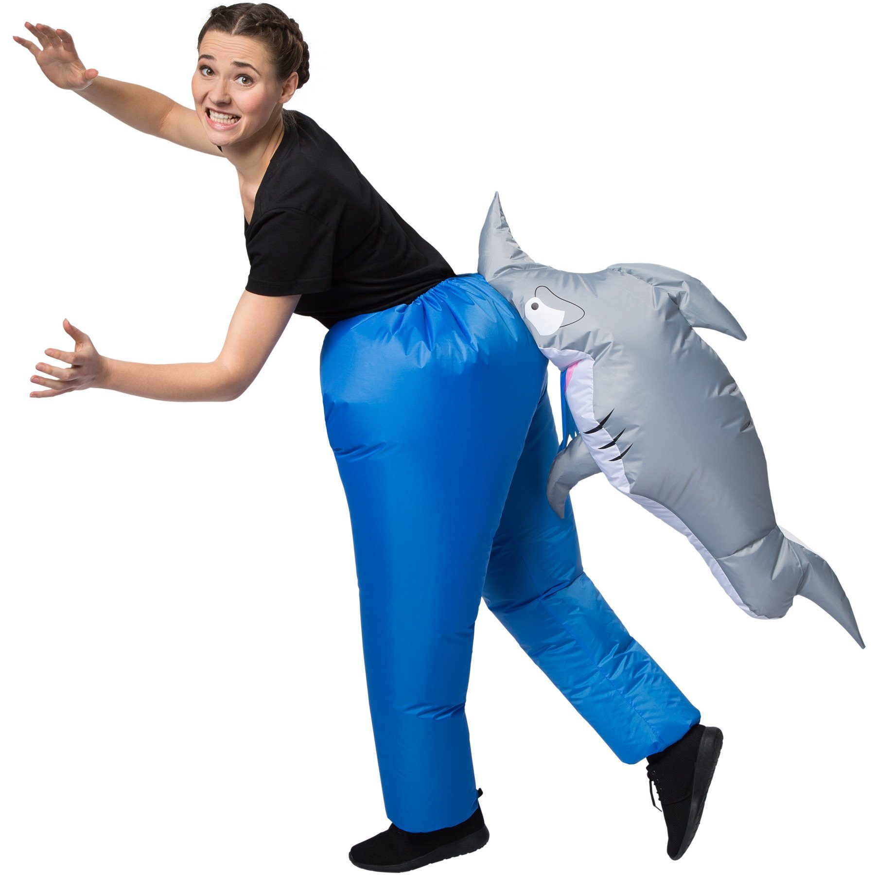 dressforfun Kostüm Fischfigur/Aufblasanzug, Extrem leichtes und reißfestes Material, in schwarz/blau, Gr. Einheitsgröße, Uneingeschränkte Bewegungsfreiheit