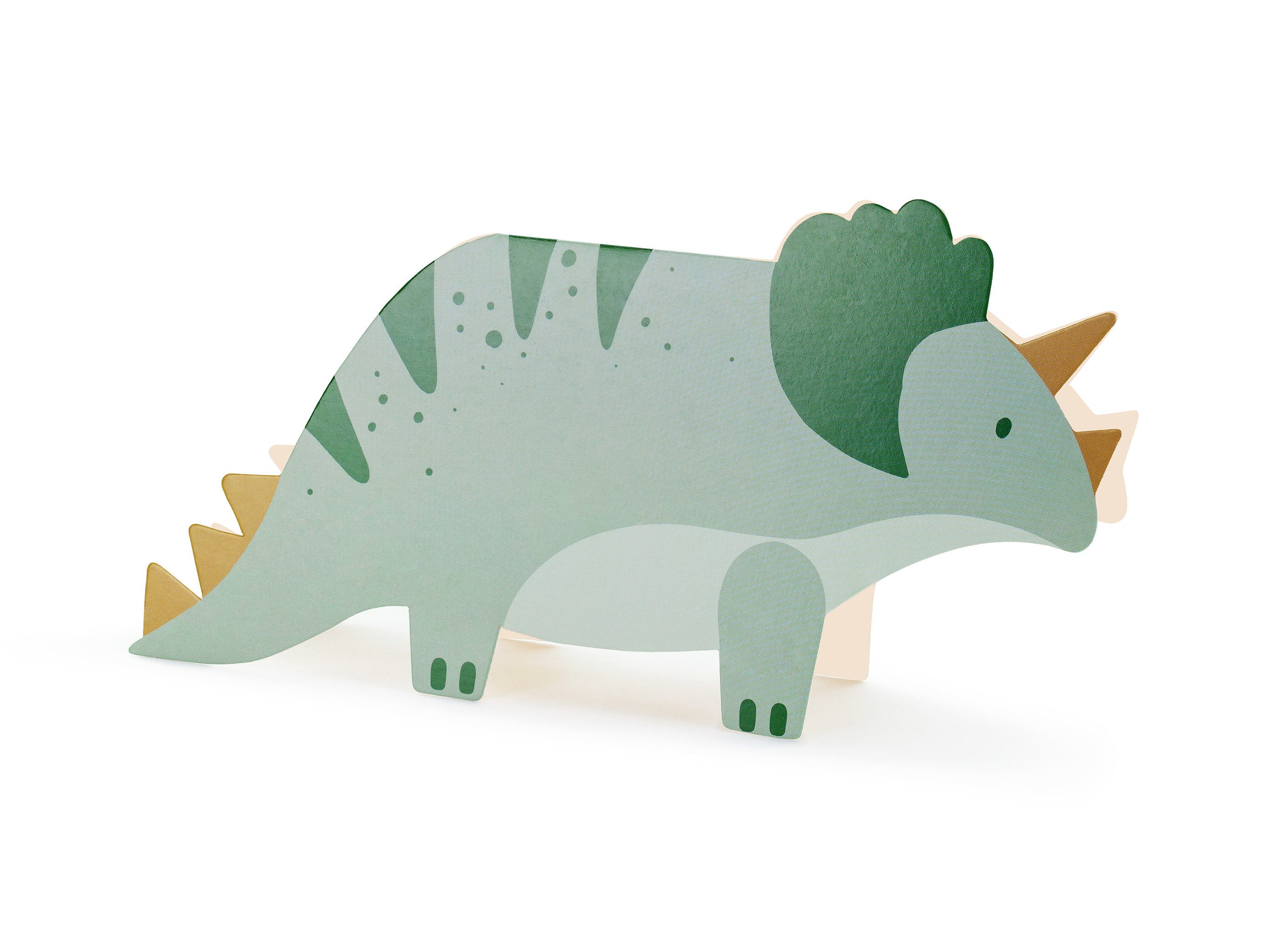 partydeco Geburtstagskarten, Einladungskarten Dinosaurier 18x9cm Triceratops 6er Set Grün