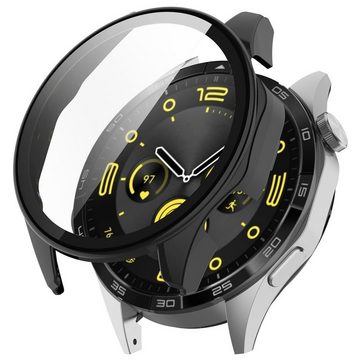 Wigento Smartwatch-Hülle Für Huawei Watch GT 4 46mm Gehäuse mit integriertem Hart Glas Schwarz