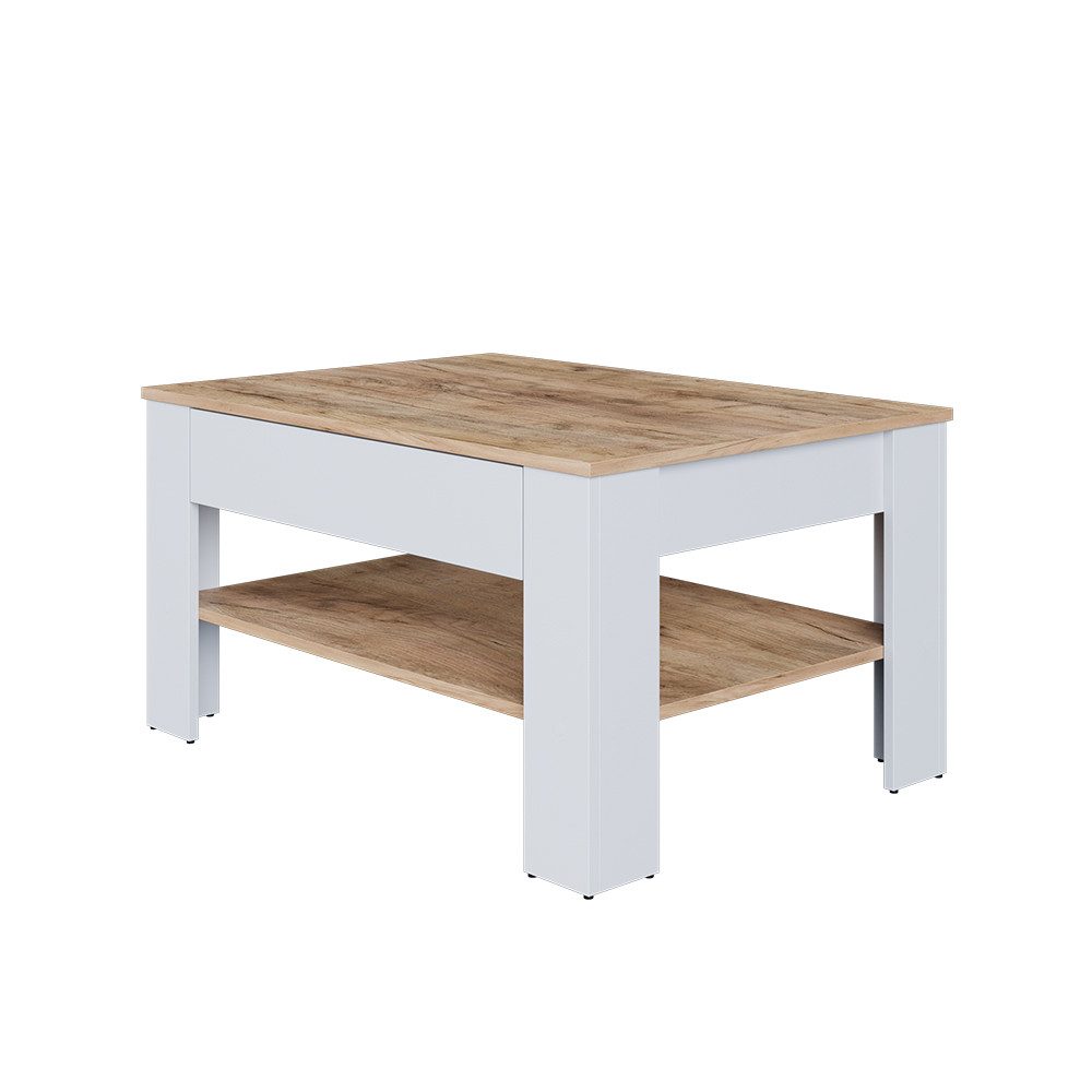 Vicco Couchtisch Milan, Weiß/Goldkraft Eiche, 92.2 x 65 cm günstig online kaufen