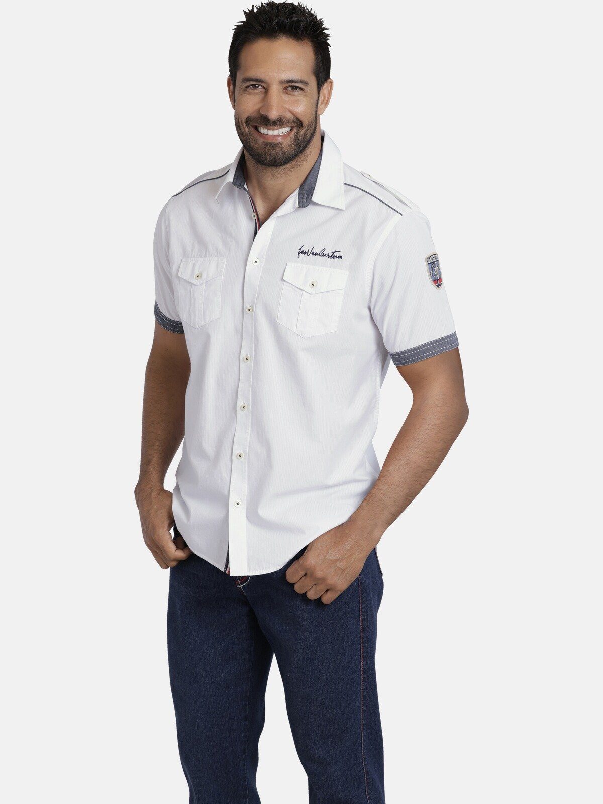 Jan Vanderstorm Kurzarmhemd SKIRNIR martimer Look, günstig online kaufen