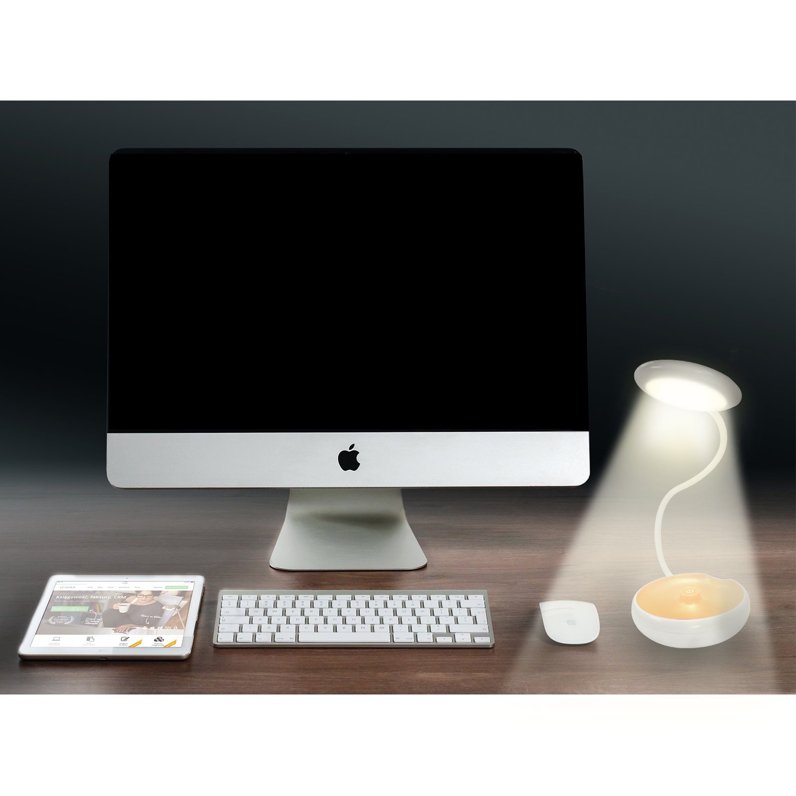 flexible + oder Schreibtischleuchte Batterie, Nachttischlampe Schreibtischlampe EAXUS LED USB Nachtlicht Tischleuchte fest - + LED 3in1 integriert, Taschenlampe LED