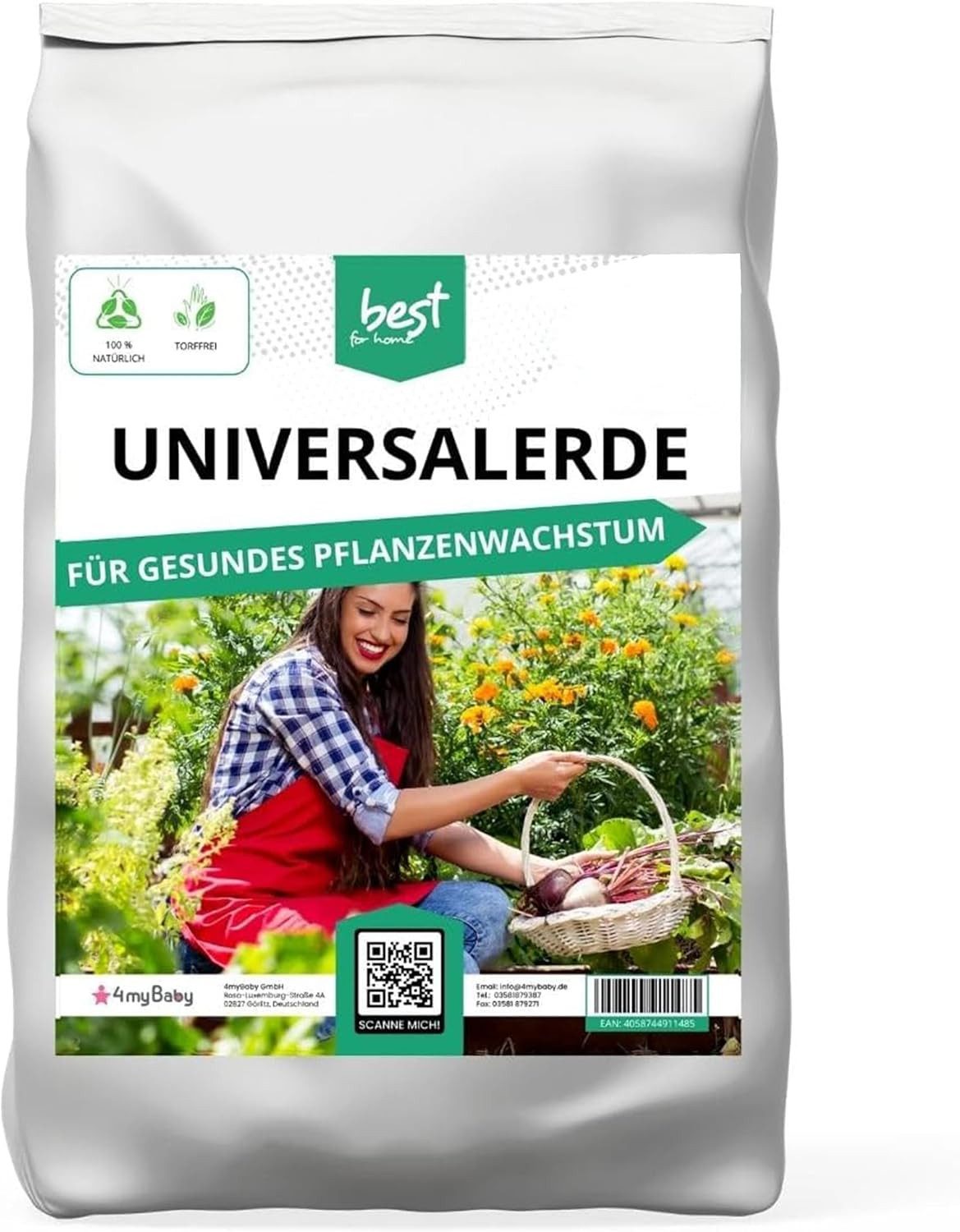 Best for Home Bio-Erde Bio-Blumenerde – Torffrei, für Zimmer- & Balkonpflanzen Universalerde, mit Organische Pflanzerde, (Einzelartikel, 1-St., 20L / 50L Sack), Bio und torffrei, ideal für Blumenbeete und Kübel