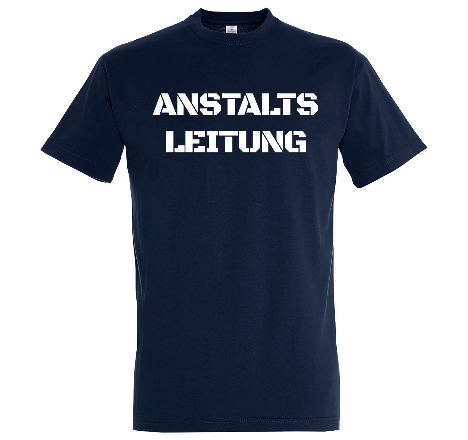 T-Shirt Designz Navyblau Herren ANSTALTSLEITUNG Youth Frontprint lustigem T-Shirt mit