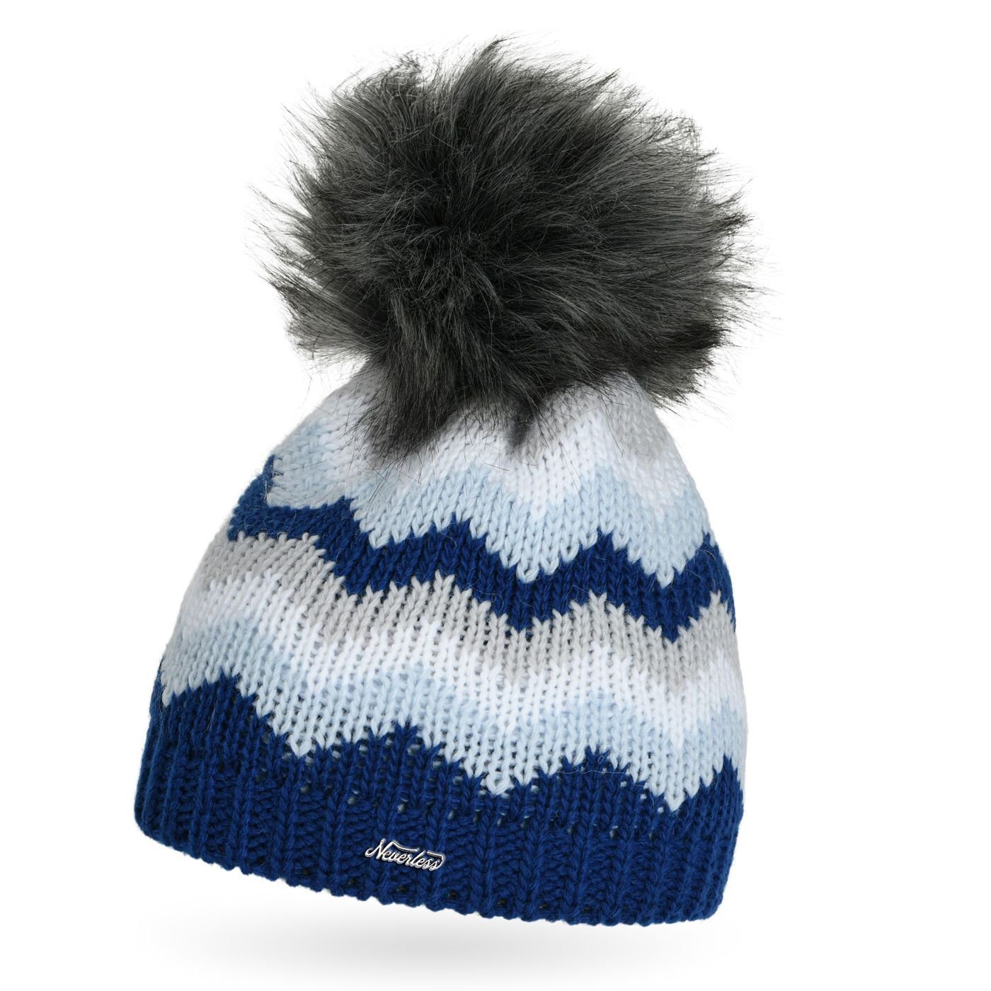 Neverless Bommelmütze Damen Strick-Mütze Bommelmütze Fell-Bommel Kunstfell Winter-Mütze mehr
