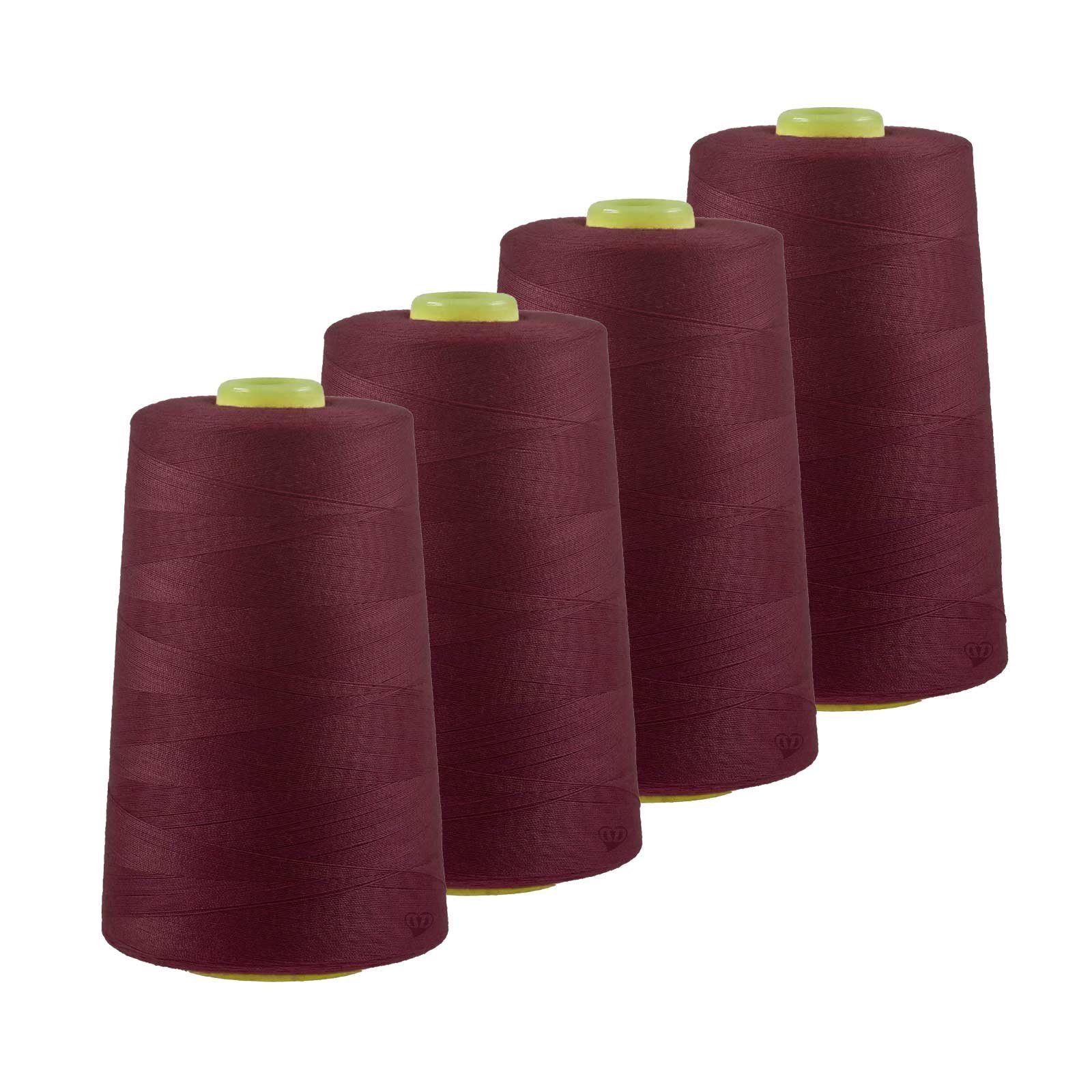 maDDma 4 x 4572m Qualitäts Overlockgarn Nähgarn Polyester Overlockgarn, 4 m, A639 bordeauxviolett