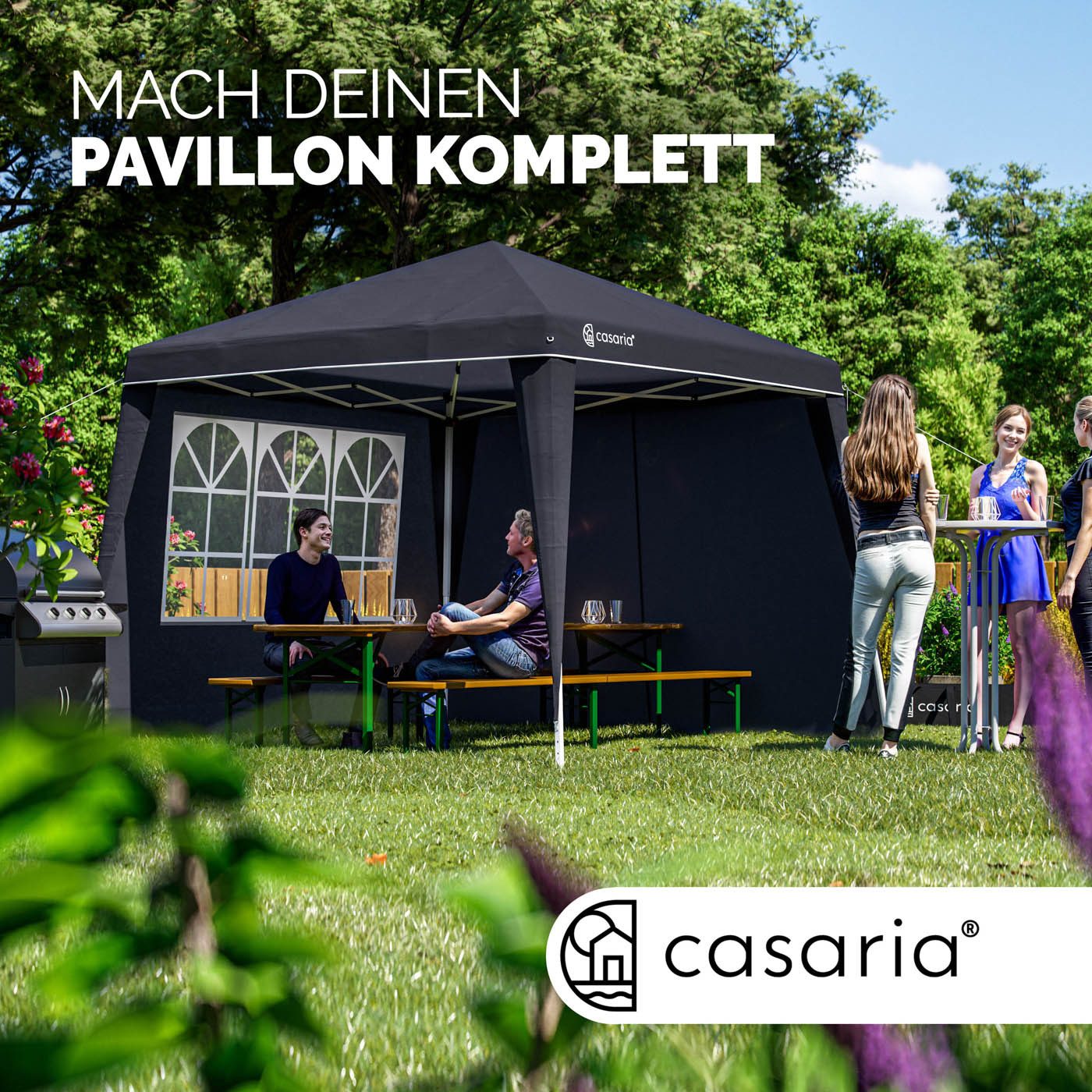 Casaria Pavillon, 2er Set Seitenwände für 3x3m Pavillon Wasserabweisend Seitenteile