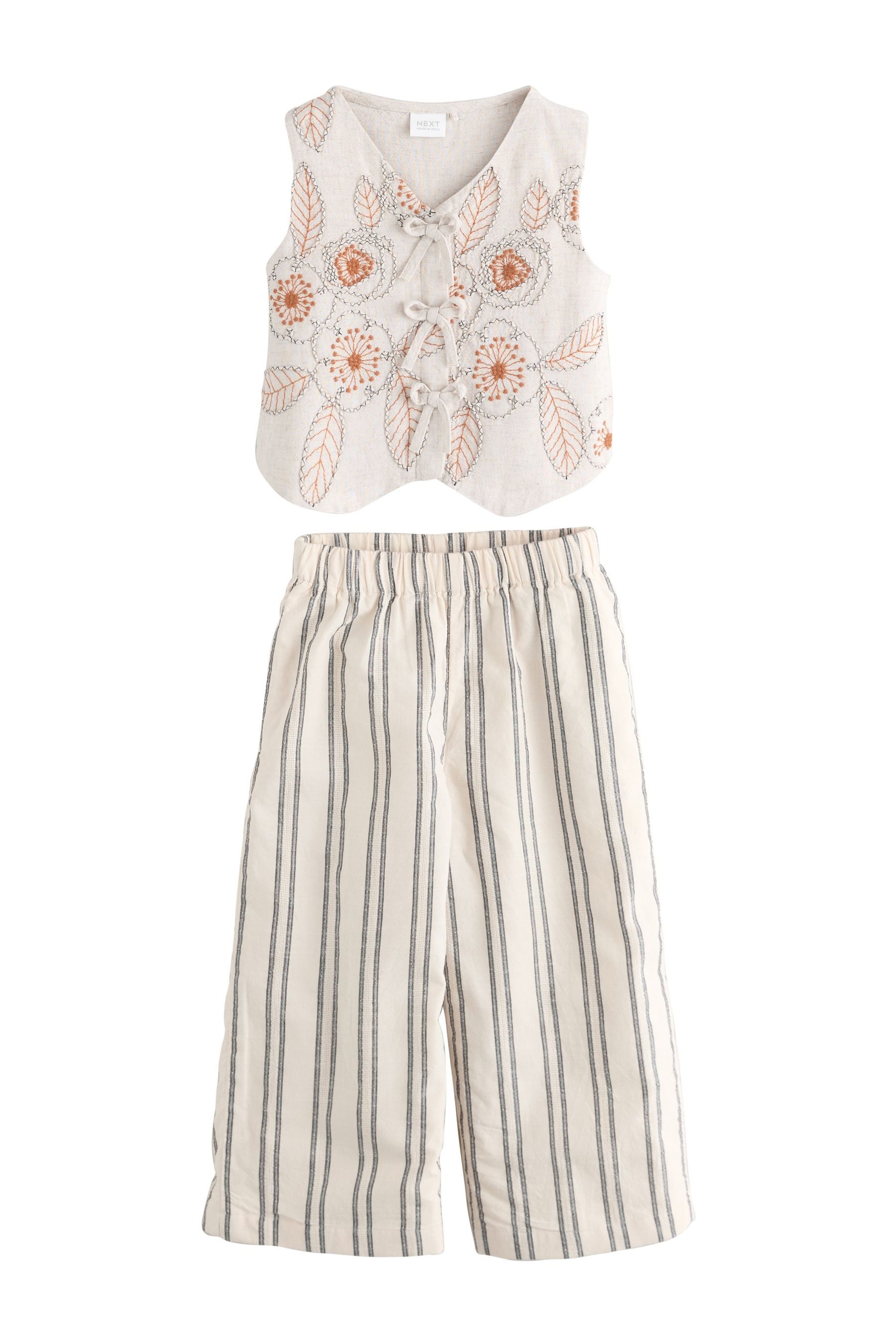 Next Top & Hose Bestickte Weste und Hose mit weitem Bein im Set (2-tlg)