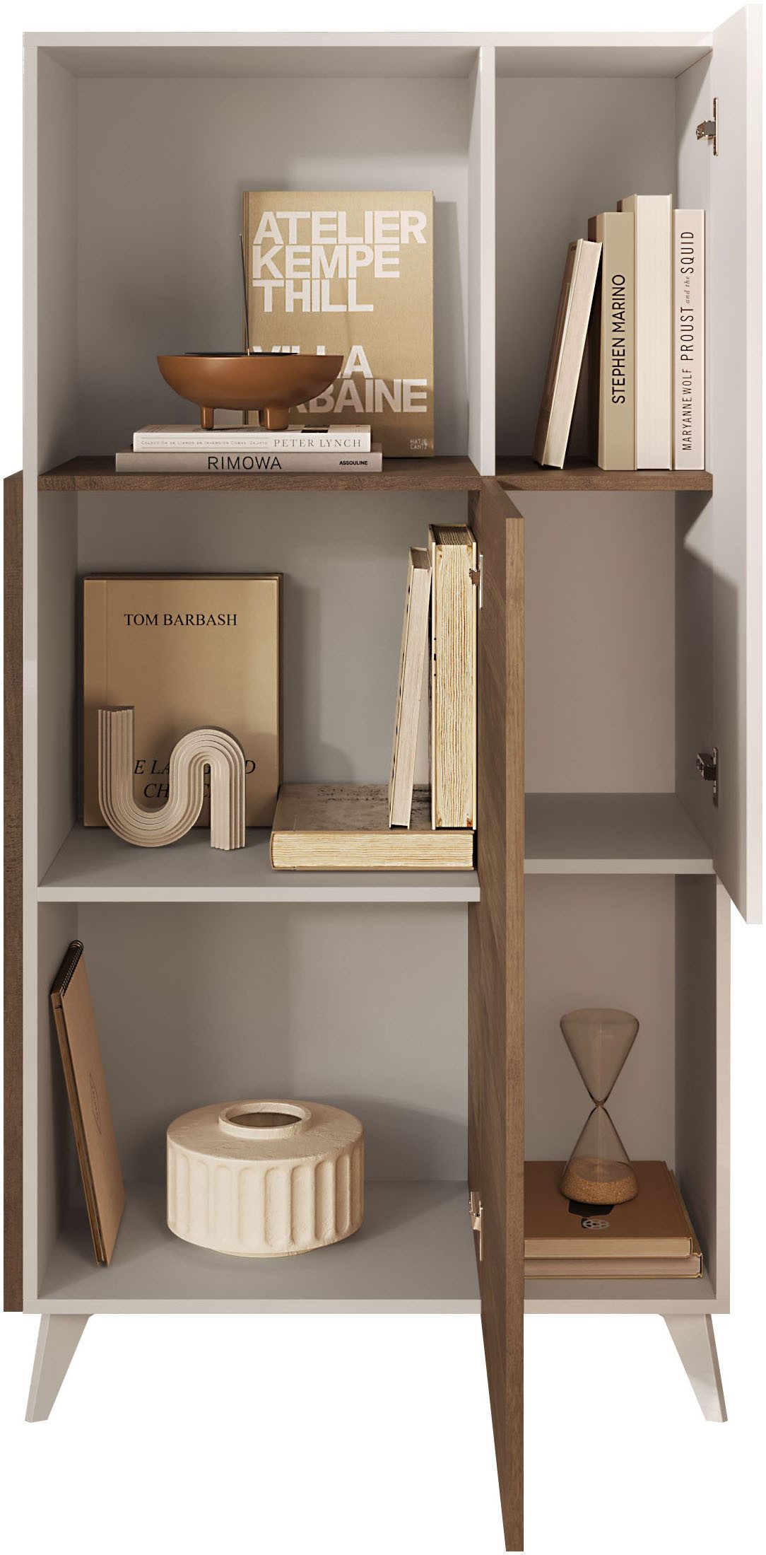 Home affaire Highboard Monaco Höhe 154 cm, Stauraumschrank mit 2 Türen (4 Fächer) und 2 offen, Hohe, schmale Kommode – sanftes Schließen, edles Design, viel Platz