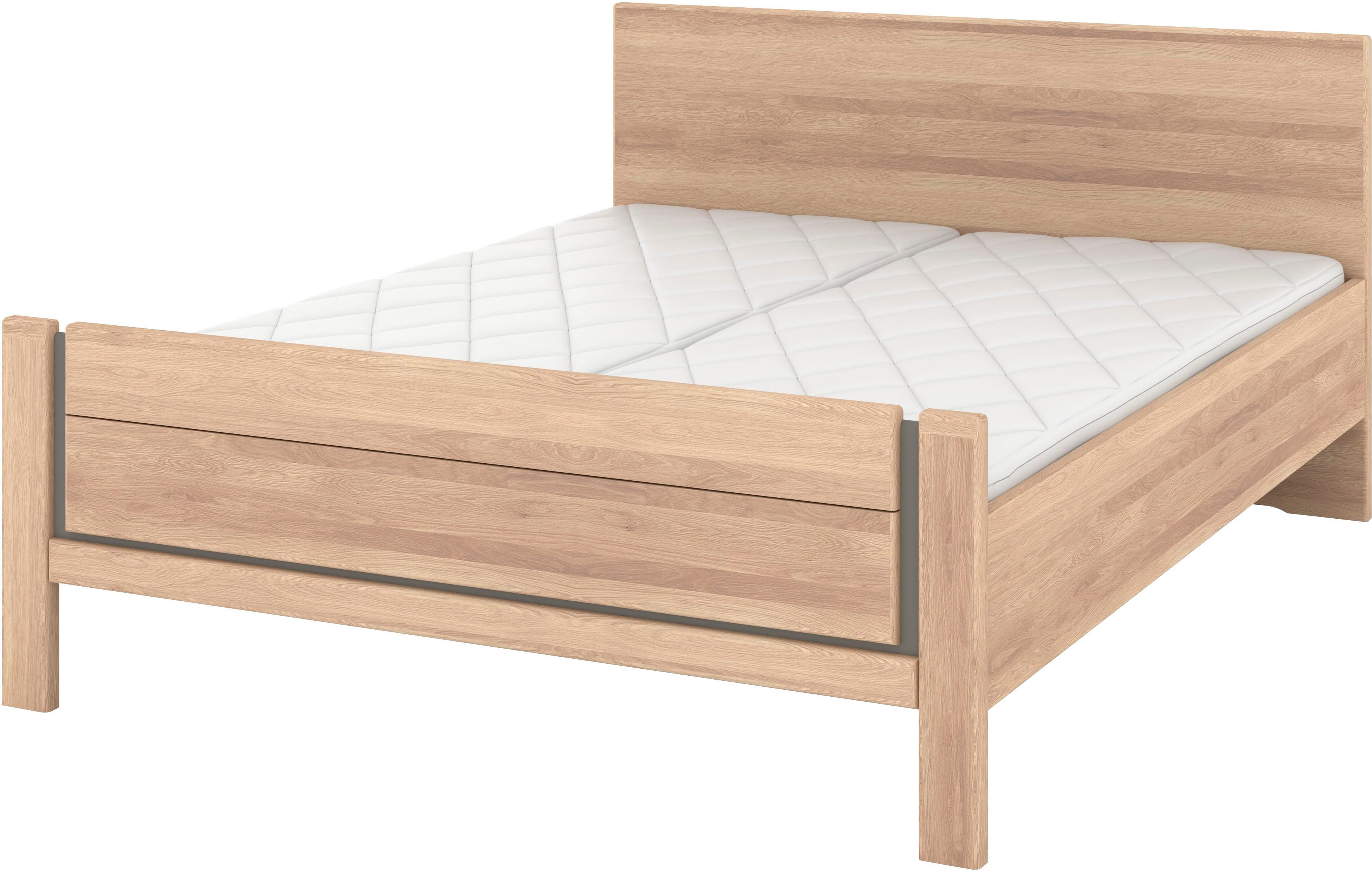 Musterring Holzbett Sorrent, Bettgestell, Bettrahmen, teilmassiv Eiche (MADE IN GERMANY), Eiche teilmassiv, Liegehöhenverstellung, Stollenfußteil